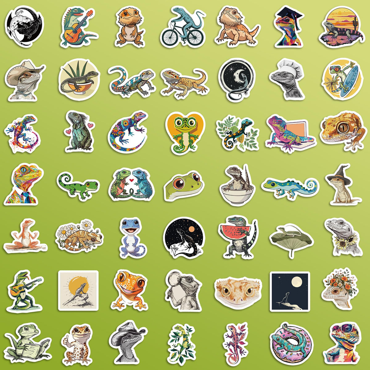 Lizard Sticker Puzzle 90 Pcs Lizard Stickers,Cool Gecko Stickers For Boys Girls Teens,Unique ...