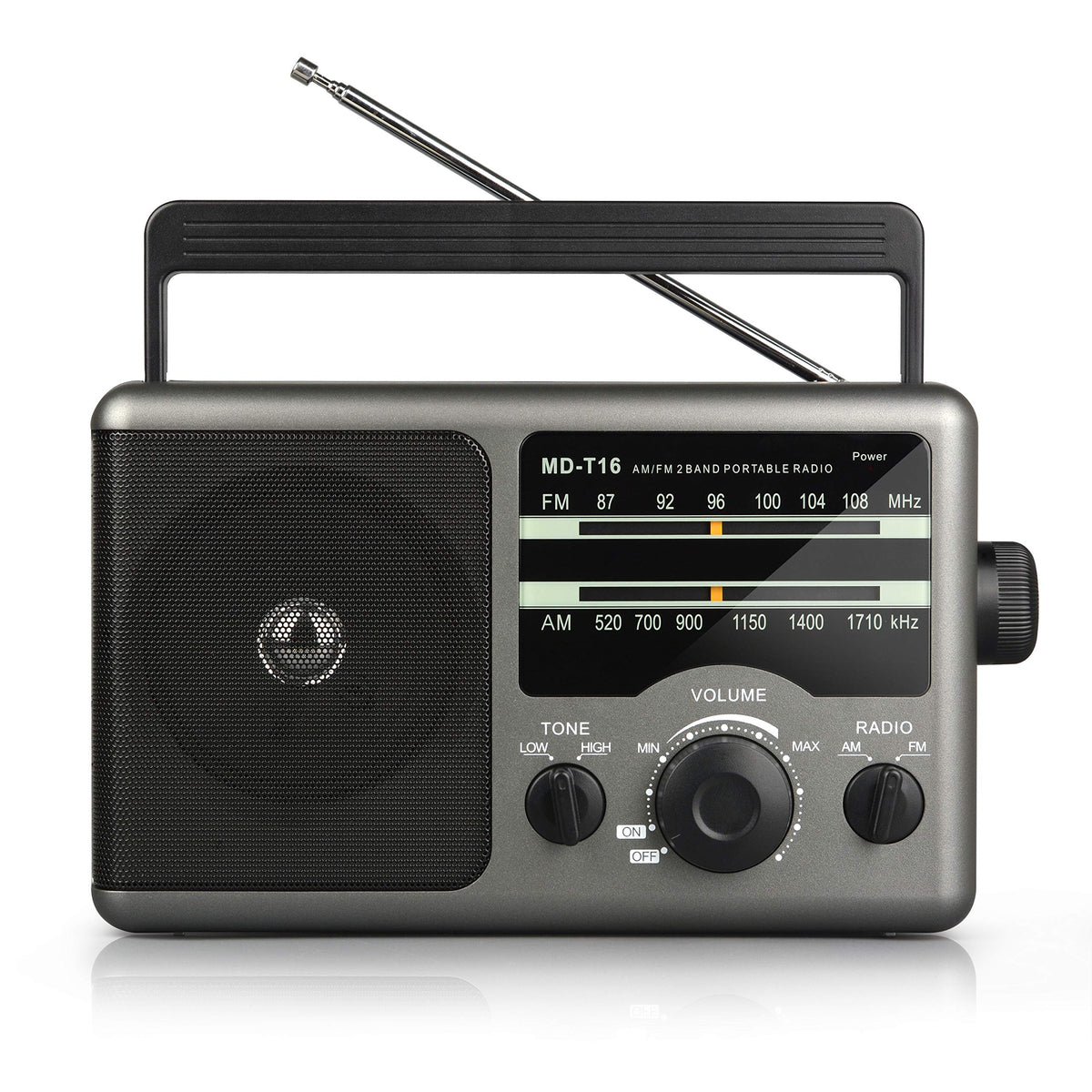 Greadio Am Fm Portable Radio Transistor Radio With 3.5Mm Earphone Jack, Hight/Low Tone Mode, Big Speaker, Ac Power Or Battery Operated By 4 D Cell Batteries For Home And Outdoor