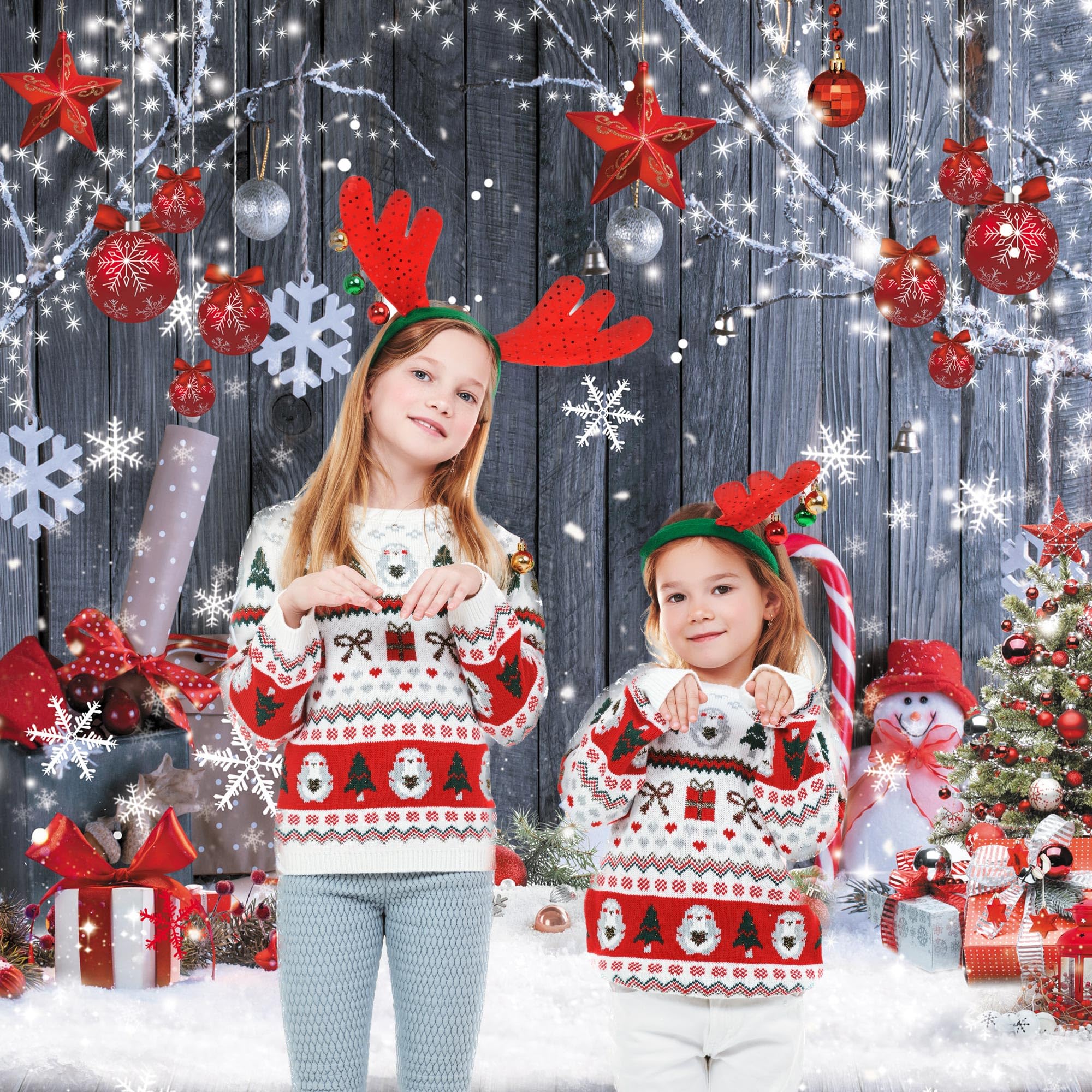Livucee 5X7Ft Christmas Wood Wall Photography Banner Backdrop Winter Holiday Snowflake Xmas Tree Wood Floor Background Party Sup