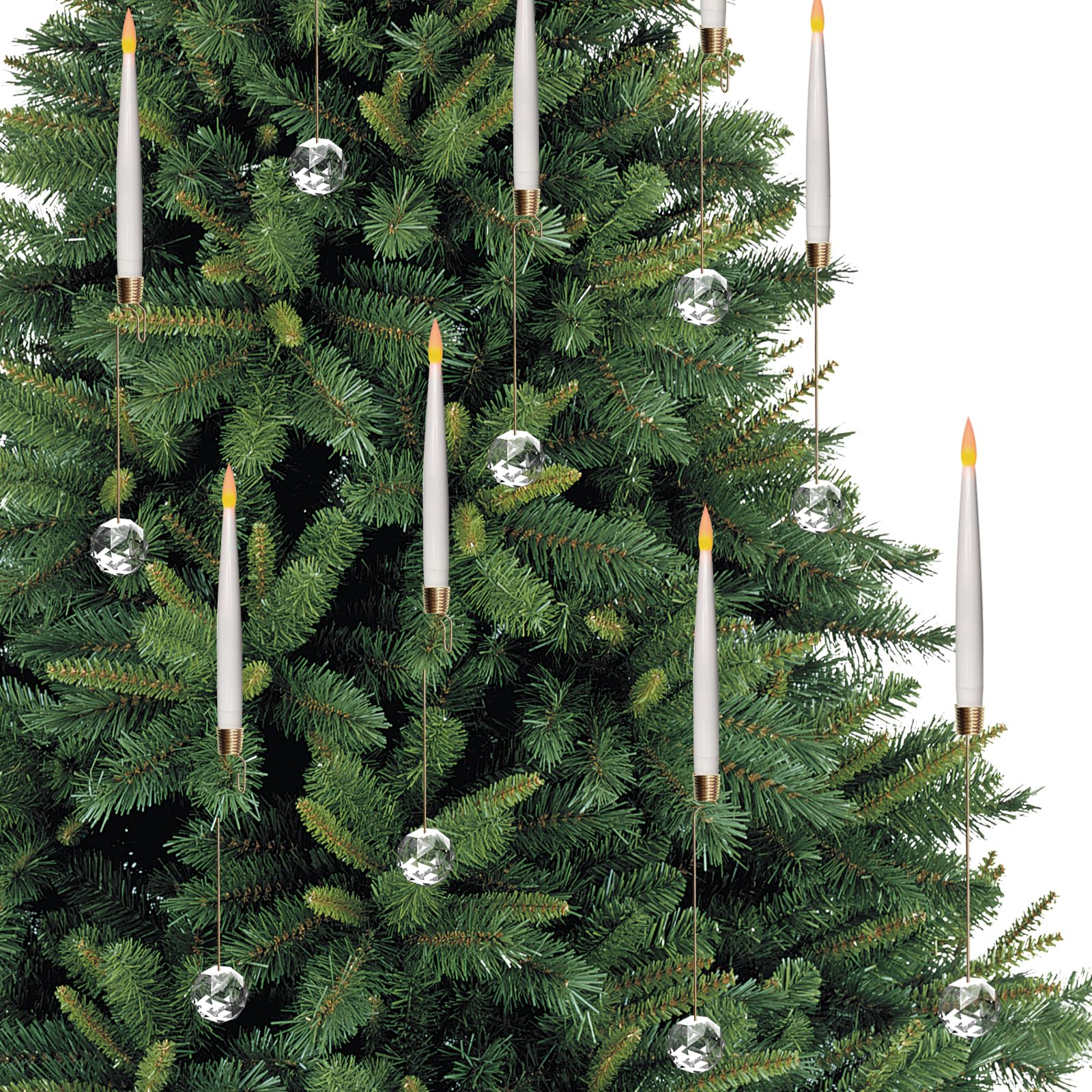 Christmas Tree Candles, 12 Pack Flameless Taper Candles for Christmas Tree Decor, Battery Operated with Remote Flickering LED Ca