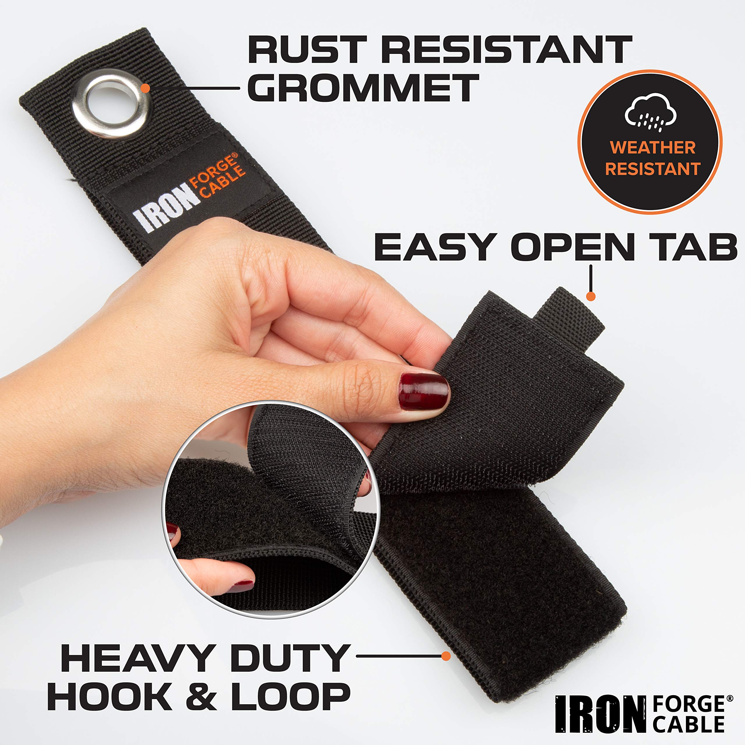Iron Forge Cable Extension Cord Wrap Organizer, 12 Piece Multi Pack Of Storage Straps   3 Small, 3 Medium, 3 Large, And 3 Xl Hoo