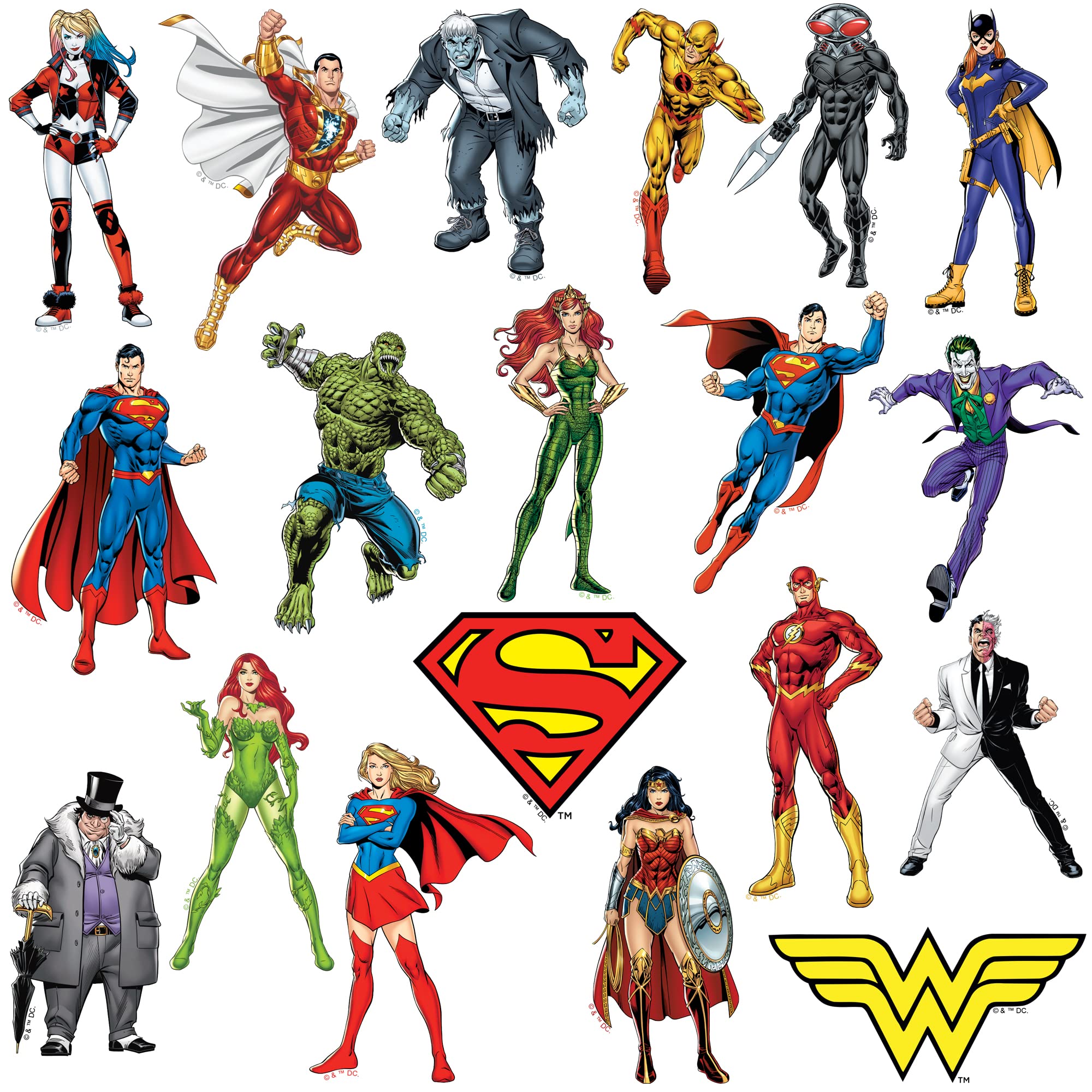 GRAPHICS & MORE Justice League Vinyl Stickers - 50ct Large Deluxe Pack for Laptop, Water Bottle, Scrapbooking, Indoor/Outdoor