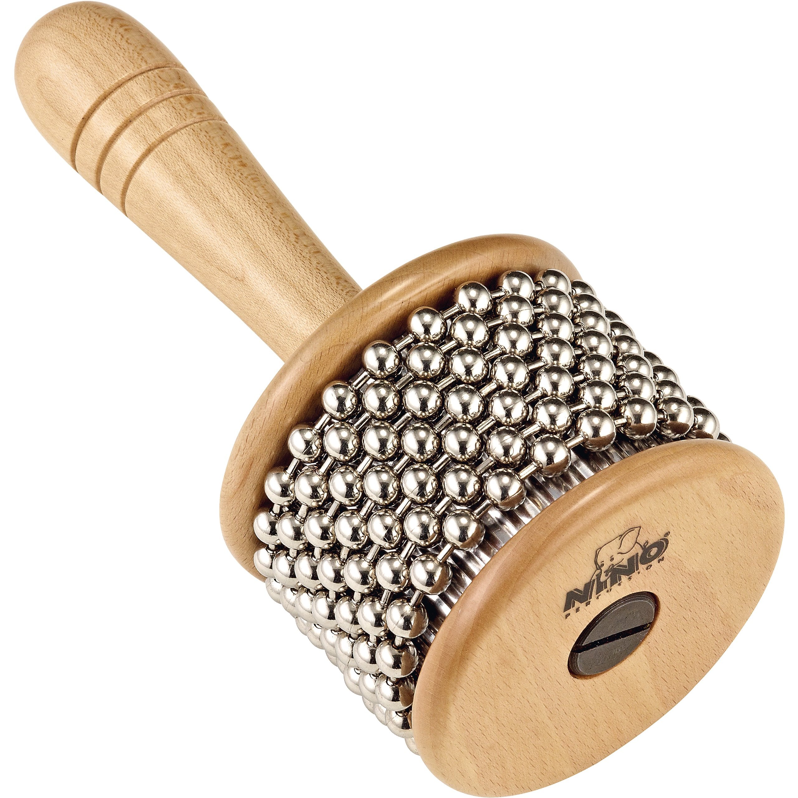 Nino Percussion Nino702 Kids Wooden Cabasa With Stainless Steel Beaded Chain And Cylinder For Classroom Band/Music