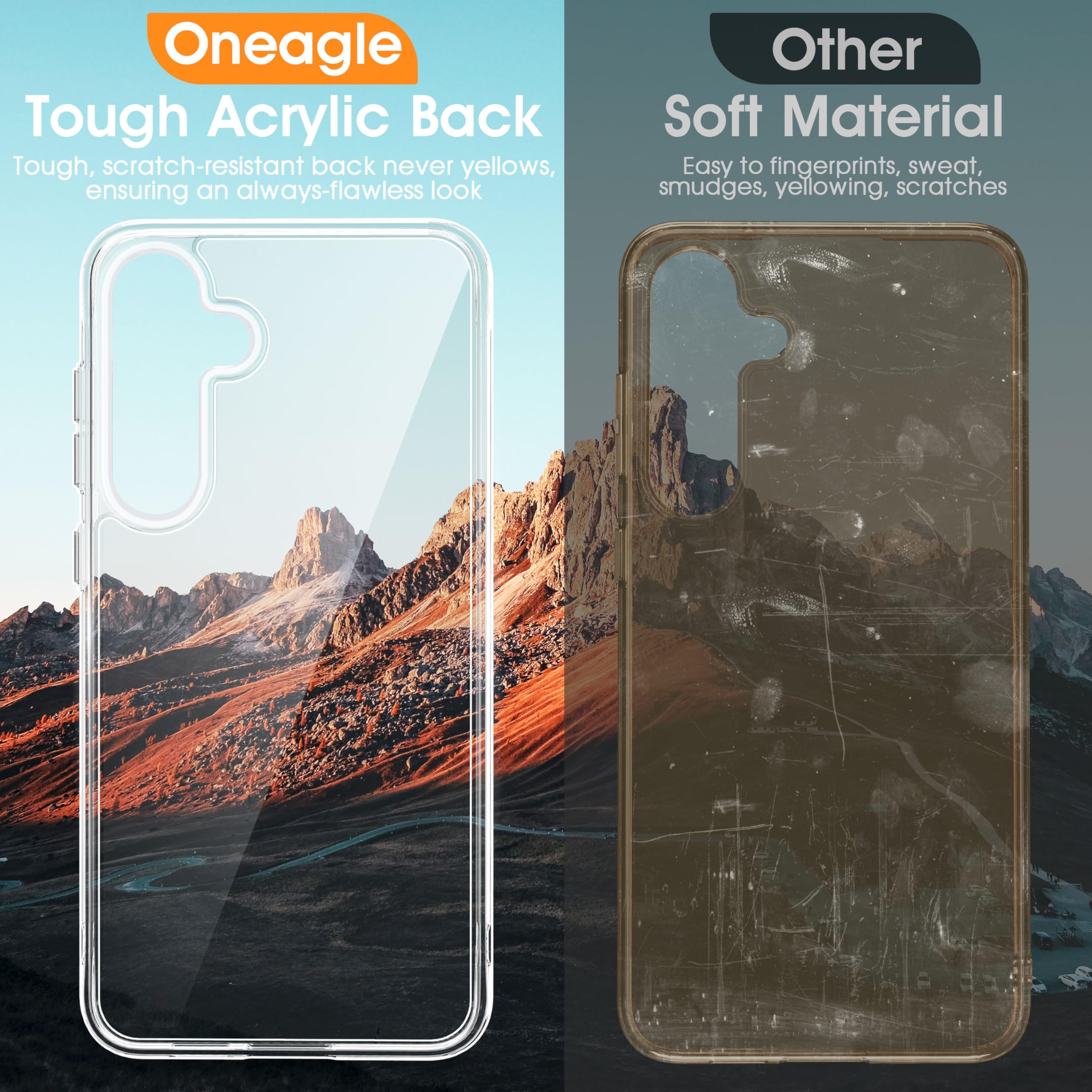 Oneagle For Samsung Galaxy S24 Case Clear,[30X Anti Yellowing] Galaxy S24 Phone Case With Hard Back & Soft Edge,[15Ft Mil Grade