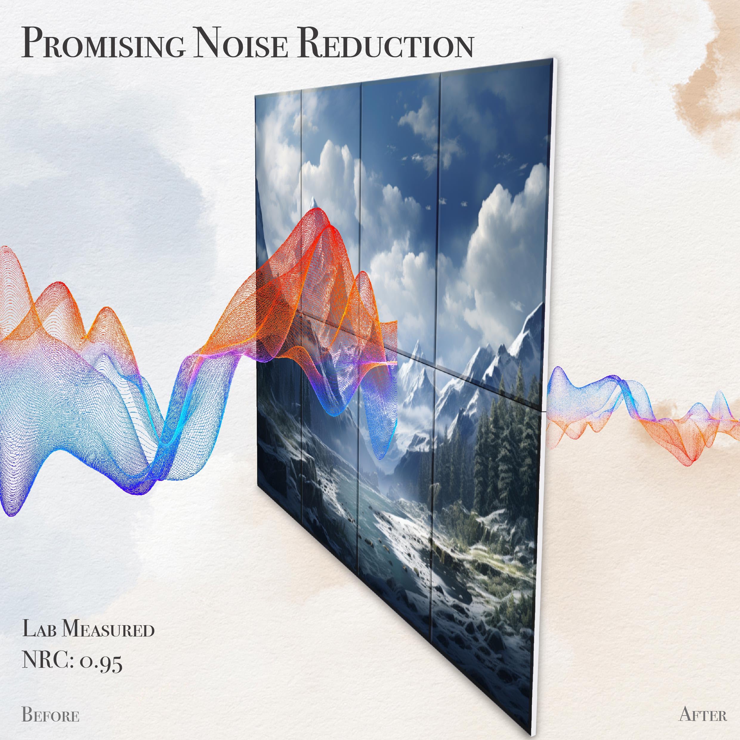 Soon Global 8 Pack Acoustical Wall Panels, 48 X 32 Inches Art Acoustic Panels, Decorative Acoustic Panels, Acoustic Wall Panels,