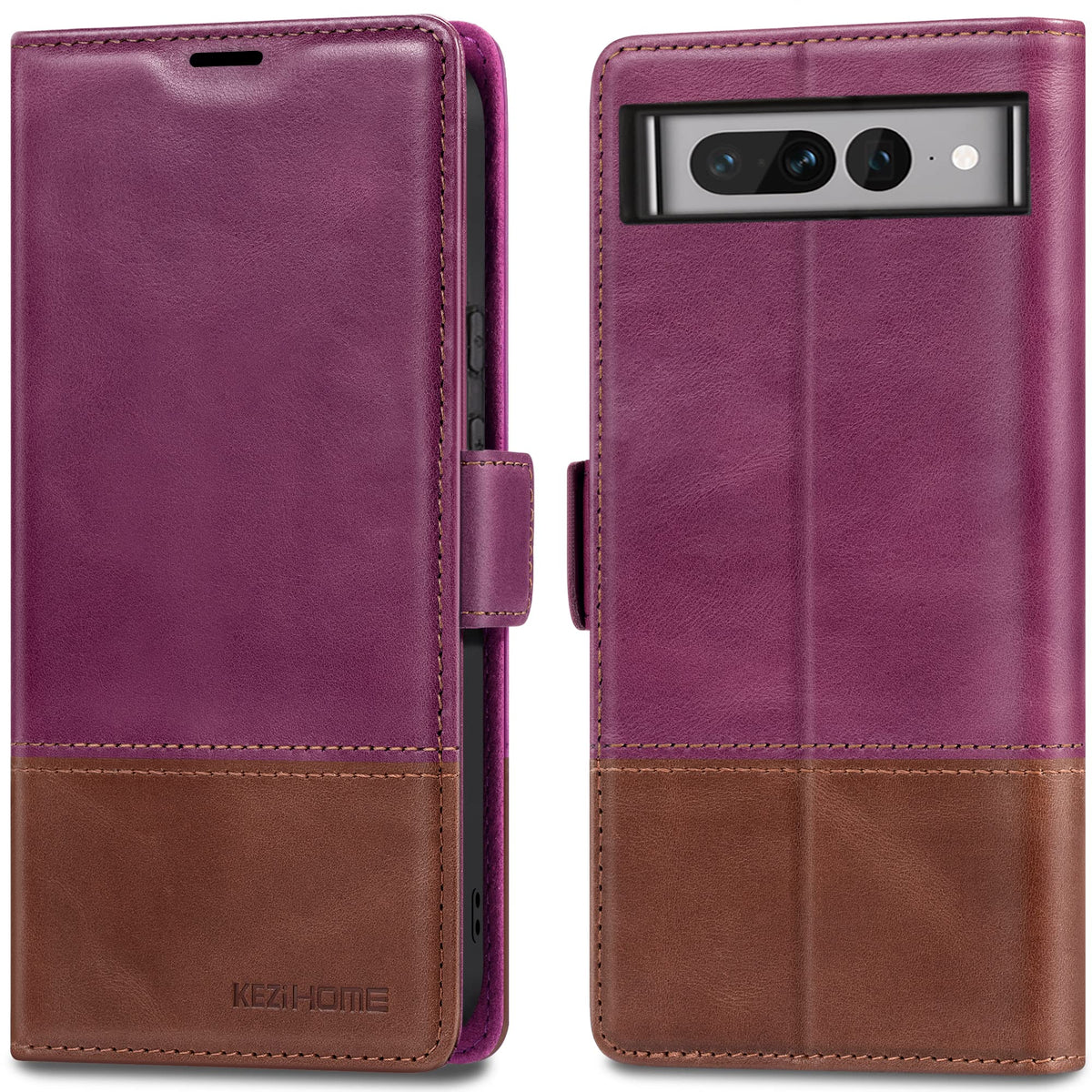 Kezihome Google Pixel 7 Pro Case, Google Pixel 7 Pro Wallet Case [Rfid Blocking] Genuine Leather With Card Slots Stand Flip Magn