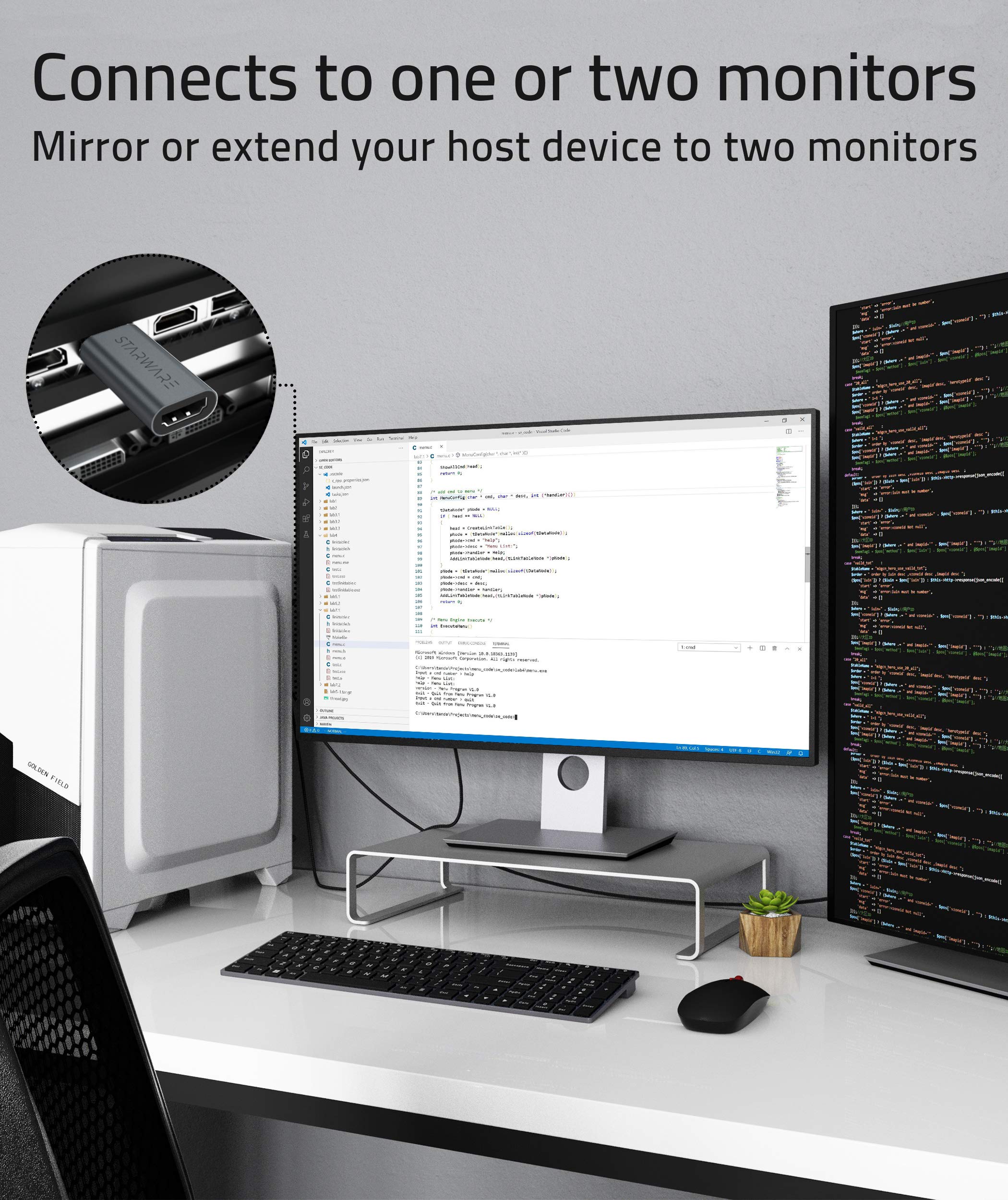 Starware Passive Adapter Compatible With Displayport Source Devices[Not For Hub]