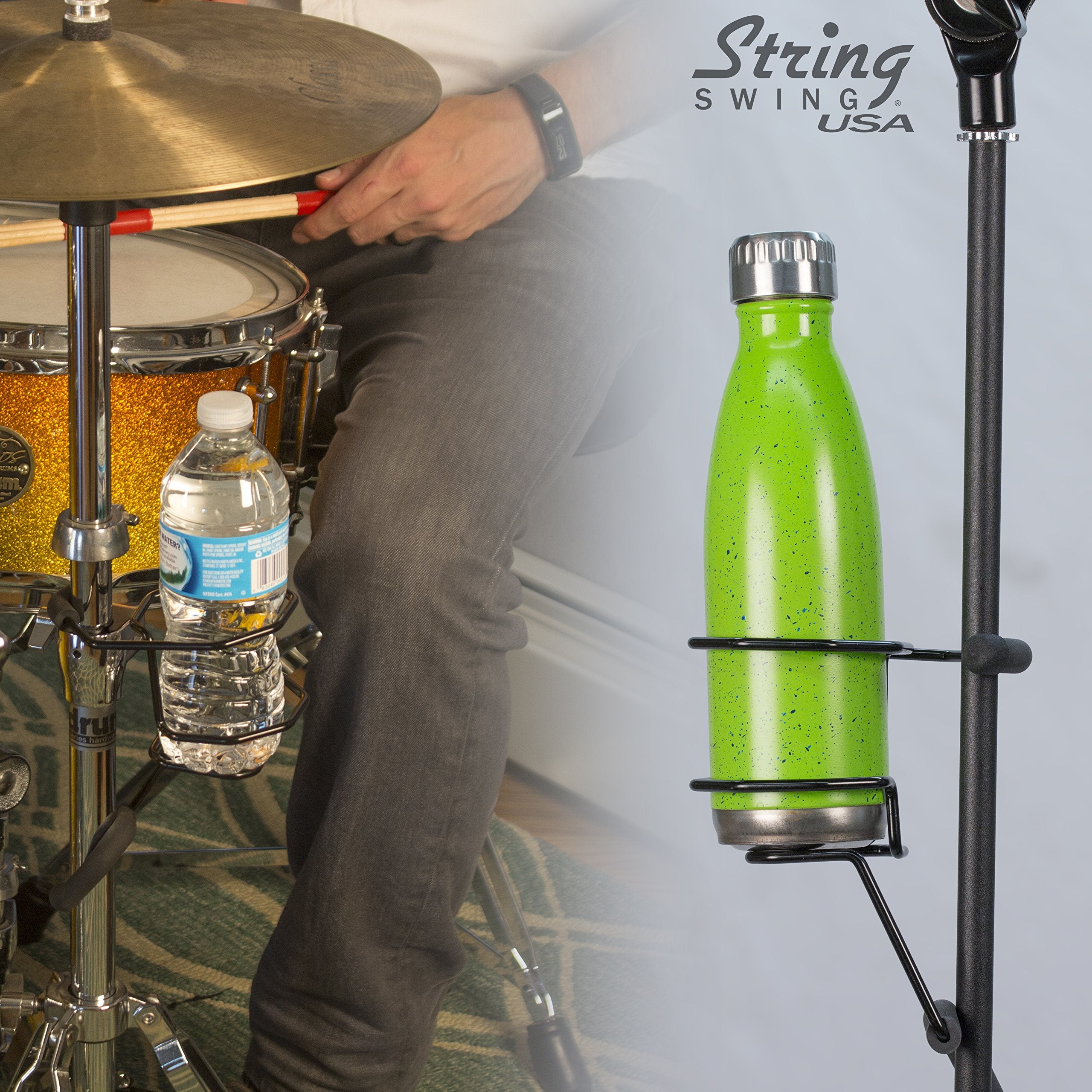 String Swing Sh01 Mic Stand Drink Holder For Coffee Travel Mug And Water Bottle   Made In Usa Black
