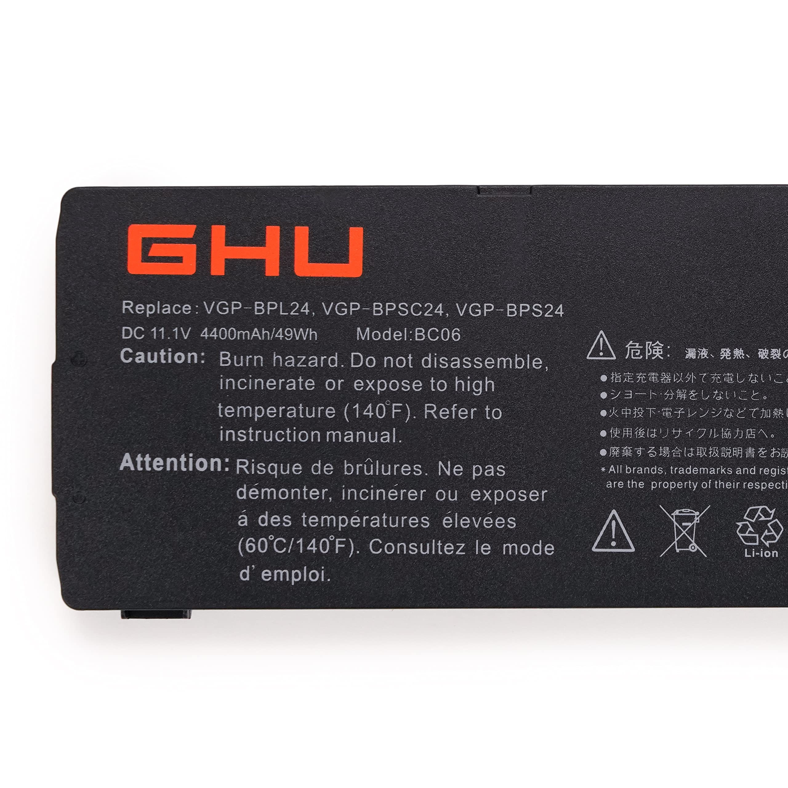 Ghu New Battery Replacement For Vgp-Bps24 Compatible For Vaio Vgp-Bpsc24 Vgp-Bpl24 For Model Vpcsa Vpcsb Vpcsc Vpcsd Vpcse Sa Sb