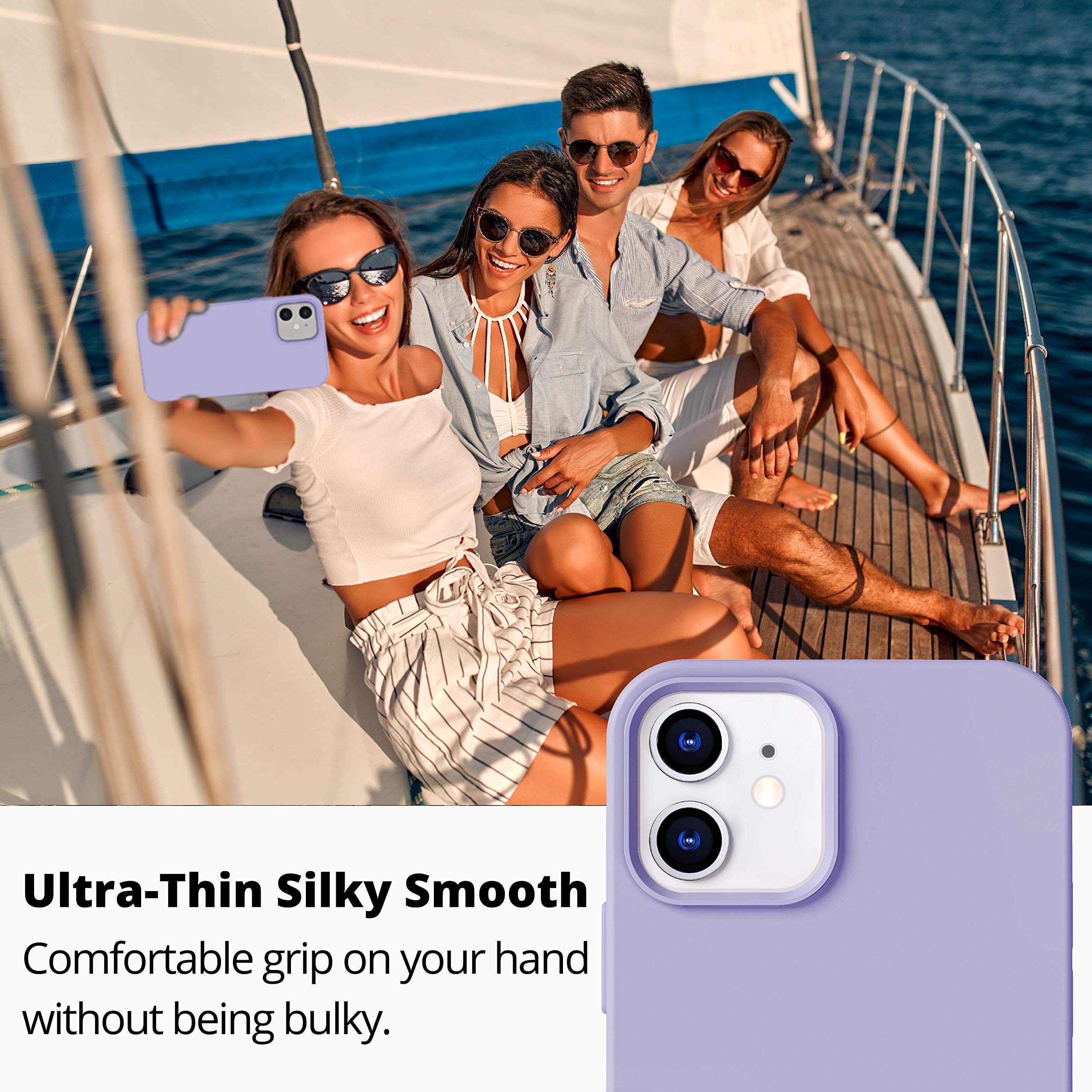 Icesword Iphone 12 Mini Case Purple, Thin Liquid Silicone Case, Matte Lavender Purple, Soft Silk Microfiber Cloth, Gel Rubber Fu