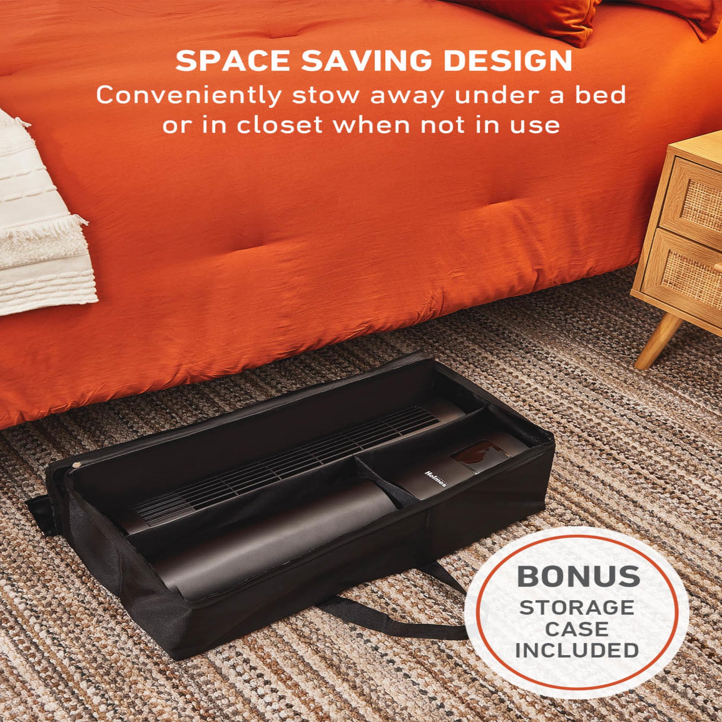 Holmes Stack N Connect 45'' Digital Tower Fan, Clearread Display, Bonus Storage Bag, 90 Oscillation, 4 Speeds, 4 Modes, 8 Hour T