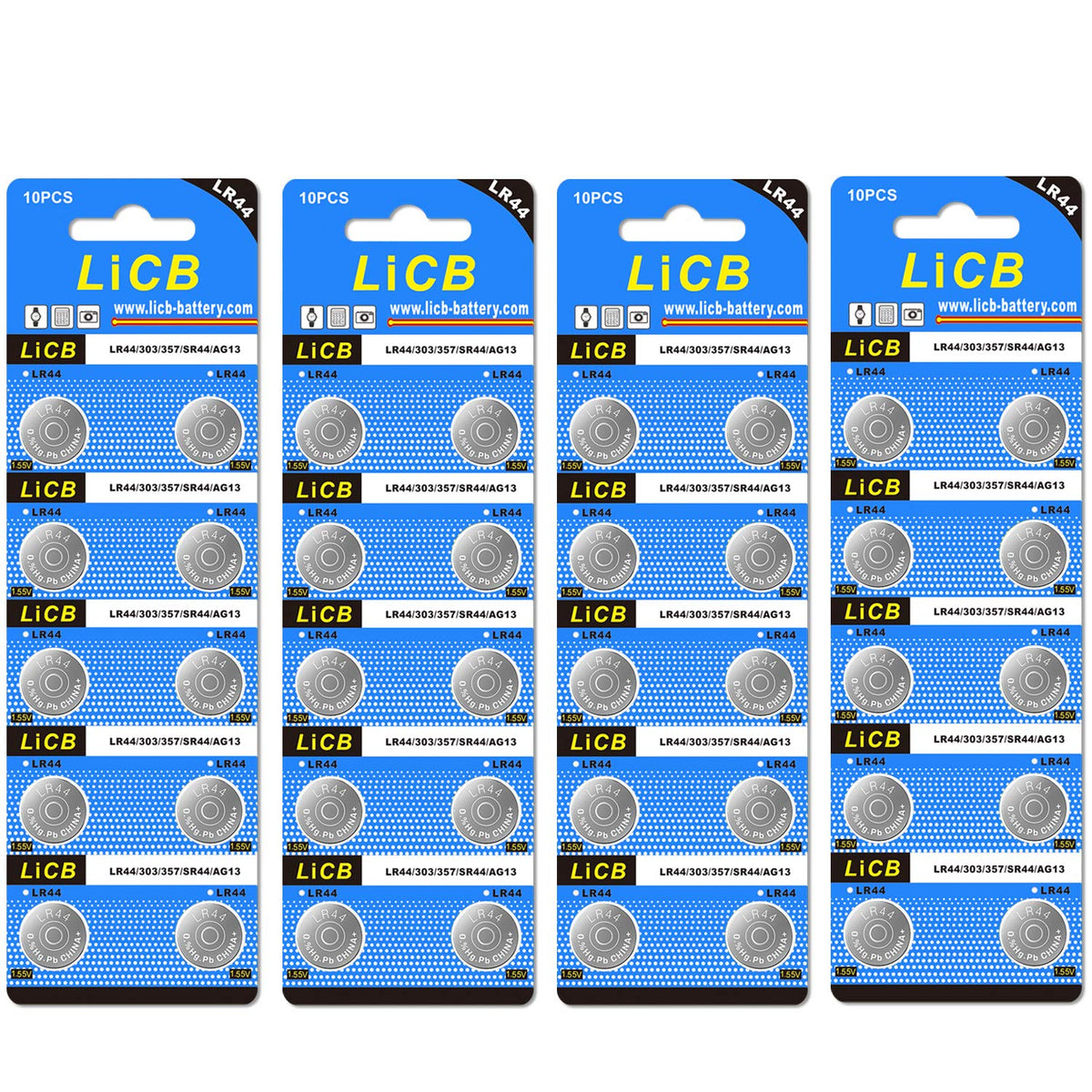 Licb 40 Pack Lr44 Ag13 357 303 Sr44 Batteries 1.5V Button Coin Cell Battery
