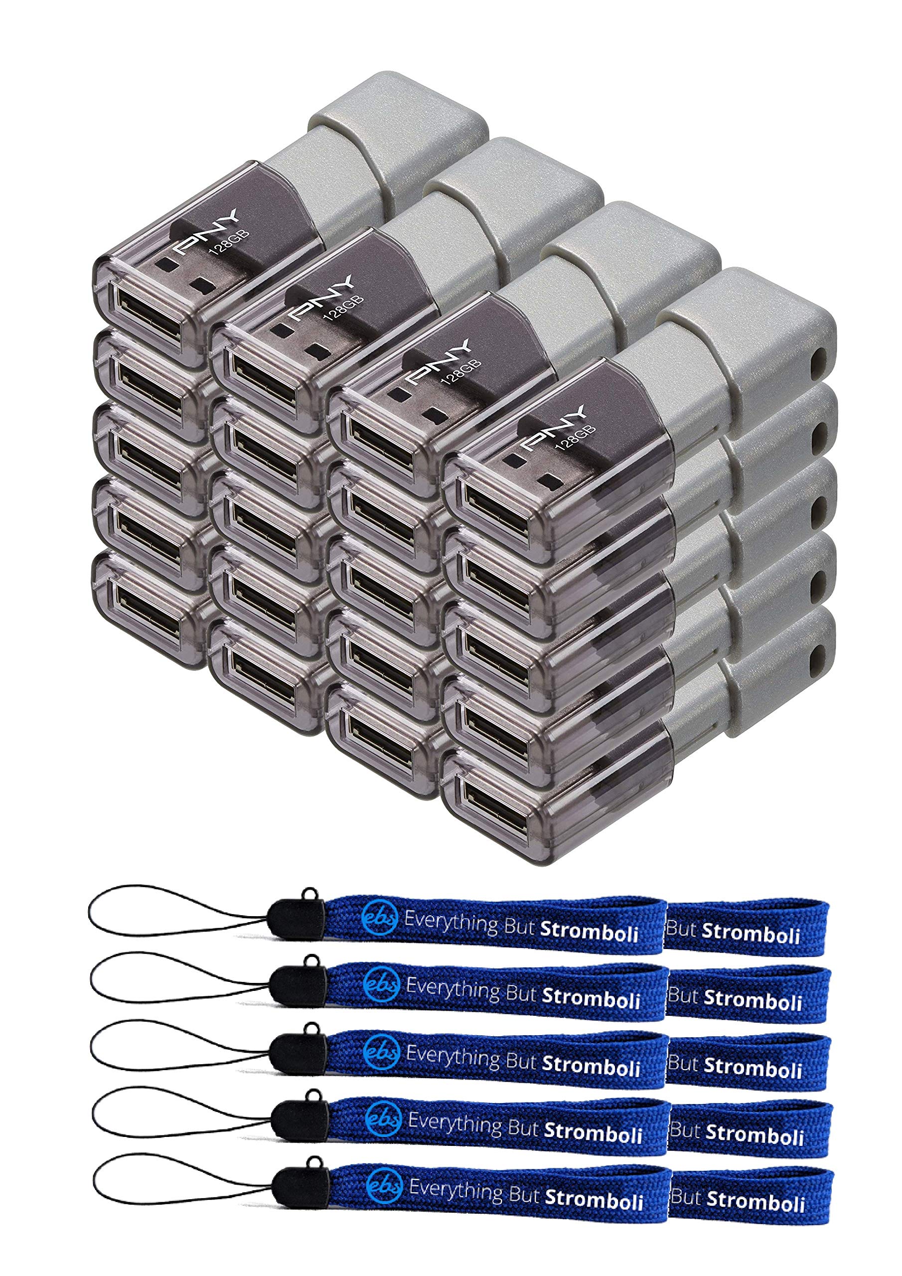 Pny 128Gb Usb 3.0 Flash Drive Turbo Attache 3 (20 Pack Bulk) Thumb Drives Bundle With (10) Everything But Stromboli Lanyard (Pf