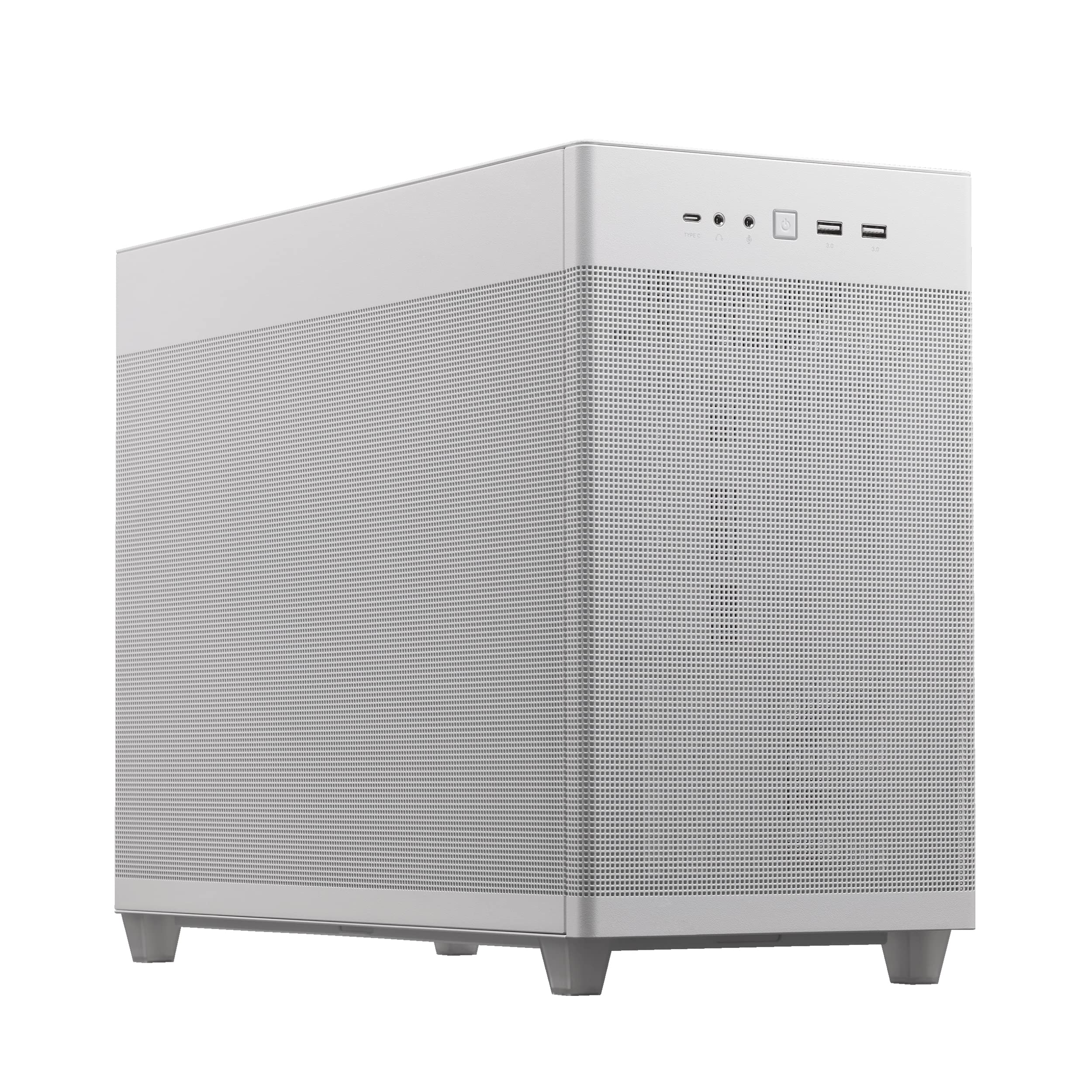 ASUS Prime AP201 33-liter Micro ATX White PC case with tool-free side panels and a quasi-filter mesh, with support for 360 mm co