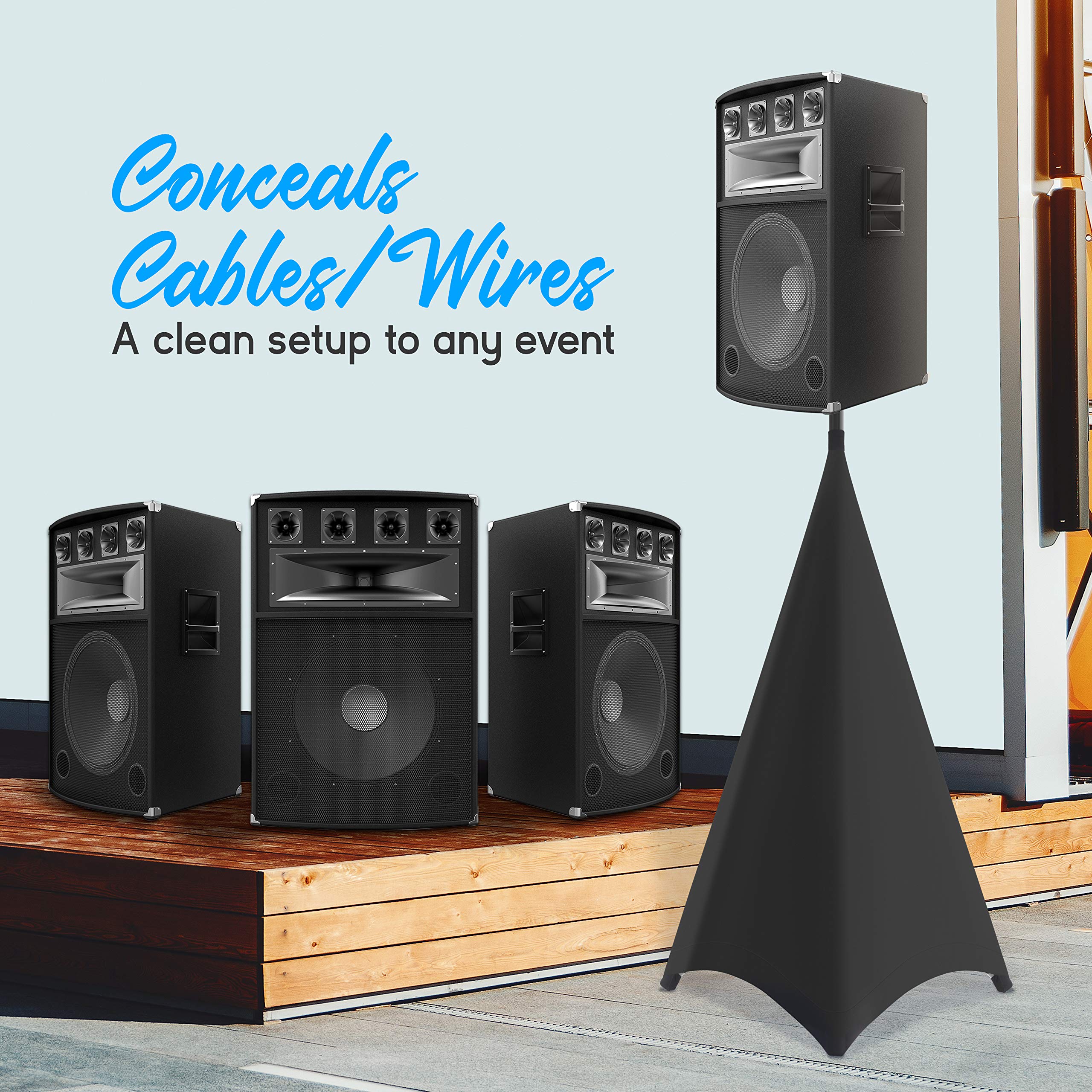 Pyle Universal Lighting Tripod Stand Scrim   Dj Light Speaker Stand Skirt Tripod Scrim Cover W/Hook And Loop Stretchable Lycra S