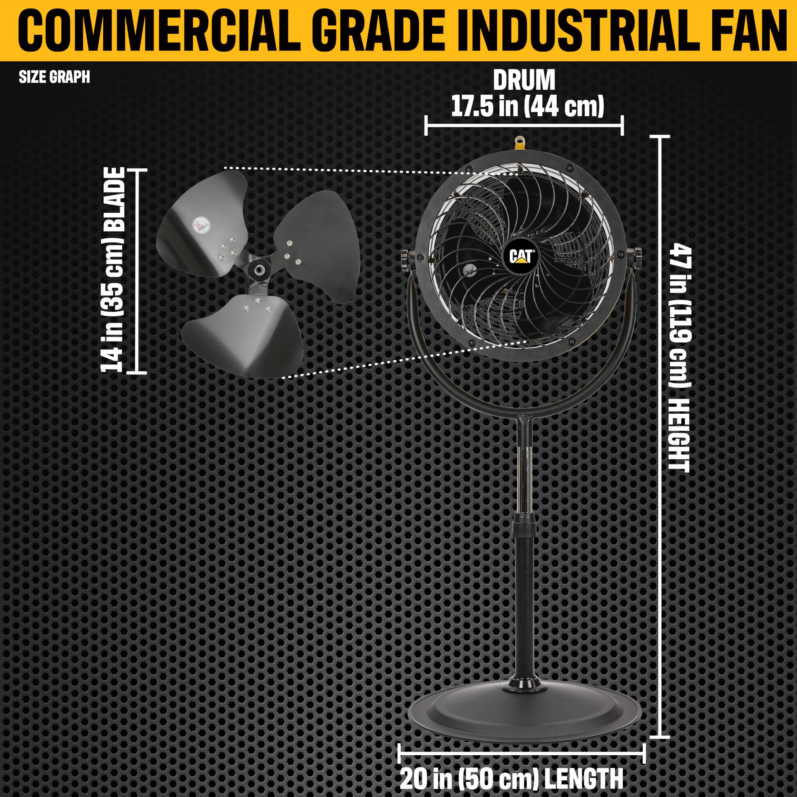 Cat Caterpillar 14 Hvpd-14Ac High Velocity Pedestal Drum Fan, Yellow