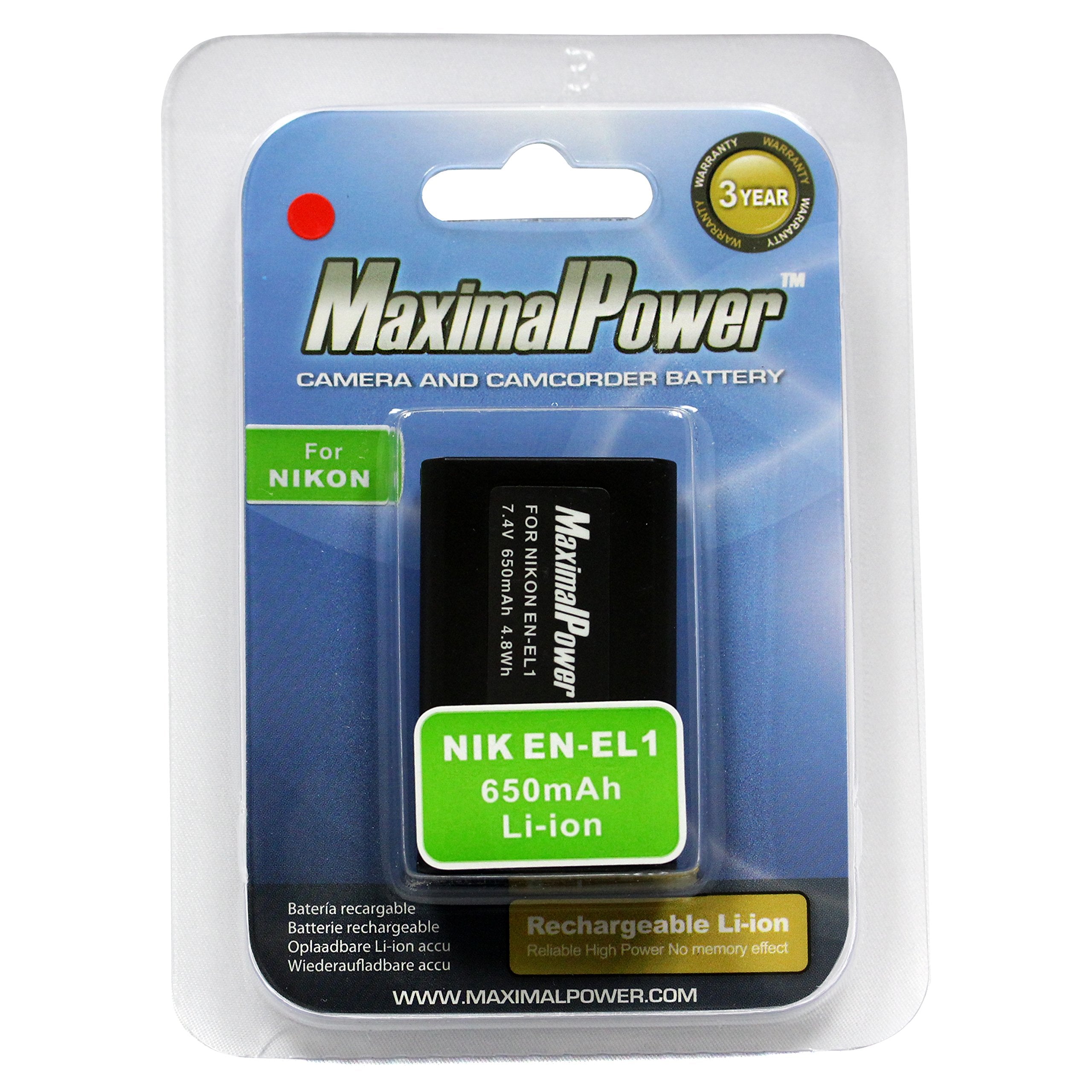 MaximalPower NIK ENEL1 Replacement Battery for Nikon Coolpix 775, 880, 885, 995, 4300, 4500, 4800, 5000, 5400, 5700 & 8700 Digi