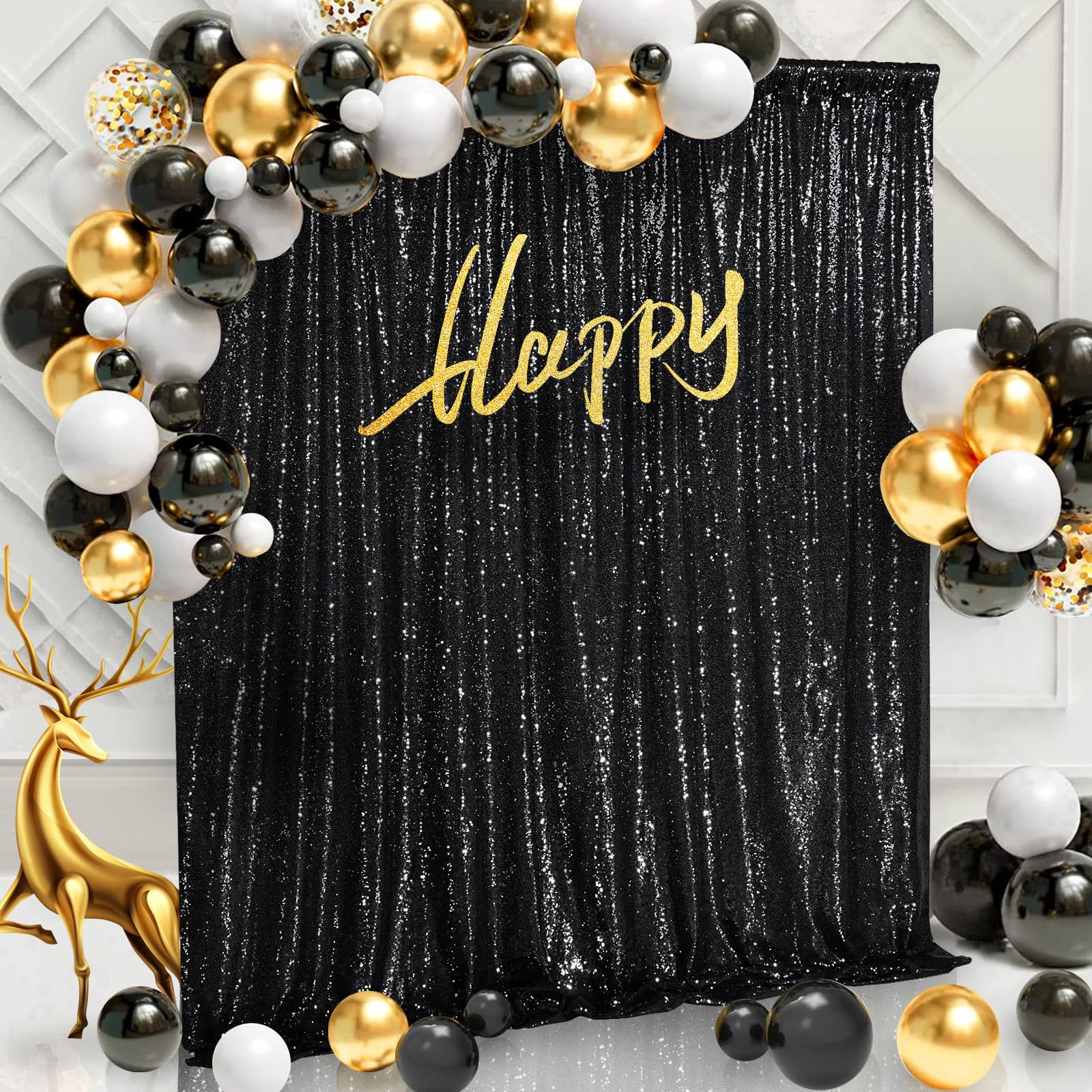 Black Sequin Backdrop 8Ft X 8Ft Glitter Photo Booth Black Backdrop Curtains