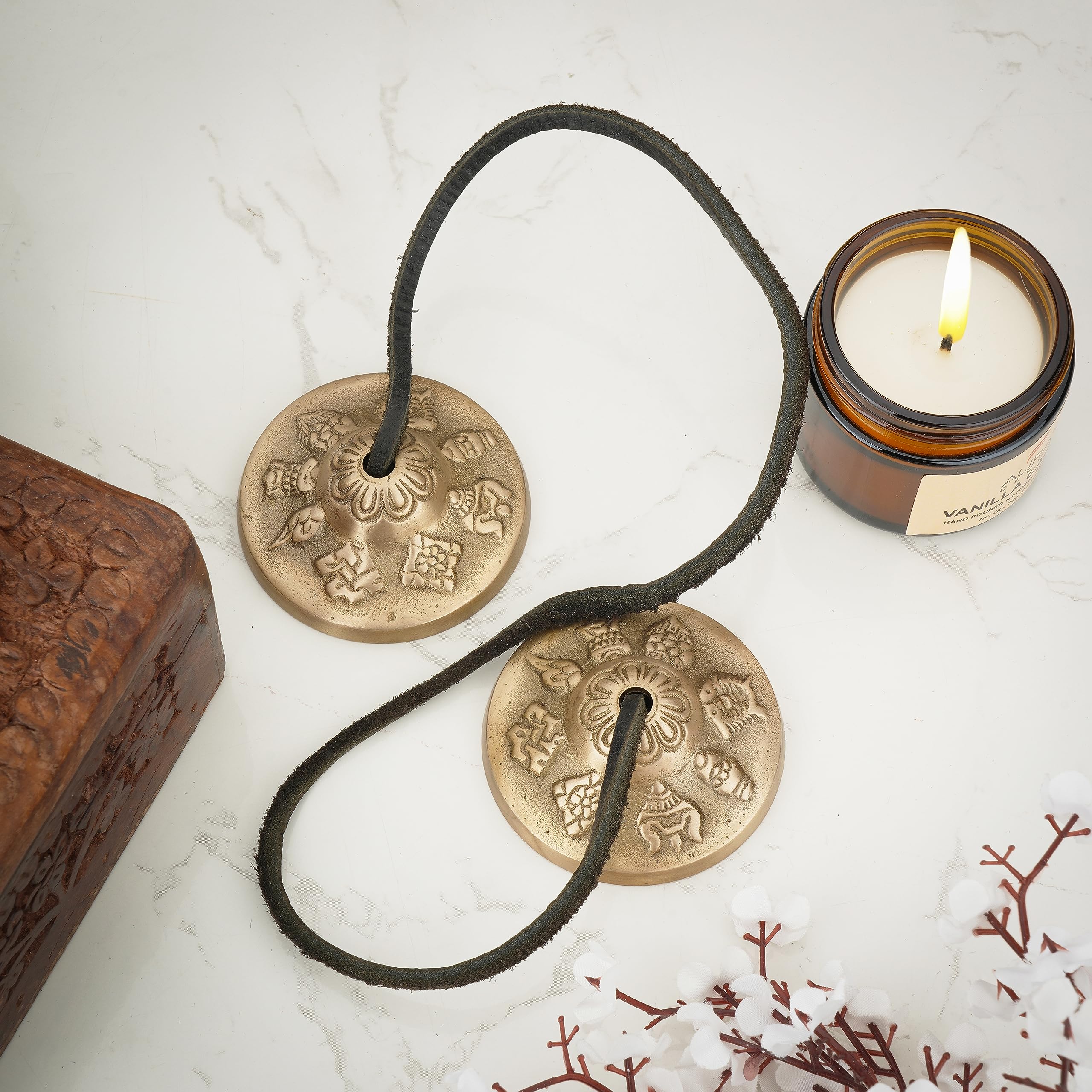 Ajuny Tibetan Tingsha Cymbals Bell Buddhist Meditation Yoga Bells Manjira Musical Instrument Spiritual Gift