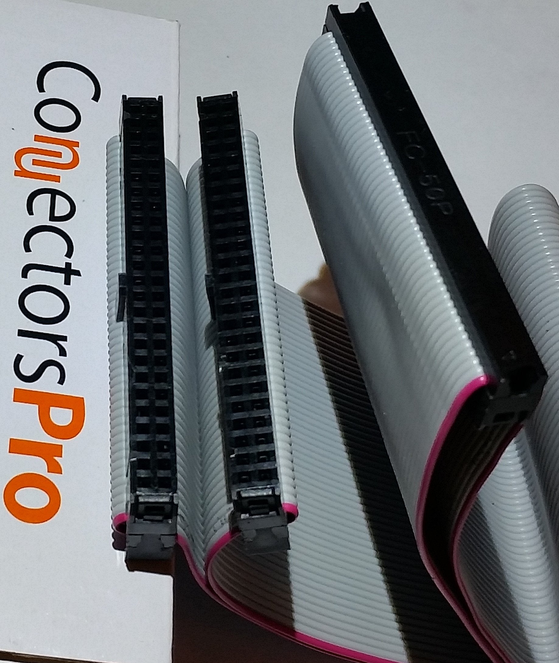 Connectors Pro SCSI-1 Internal Flat Ribbon Cable 3 Female 50-Pin Grey 24 Inches