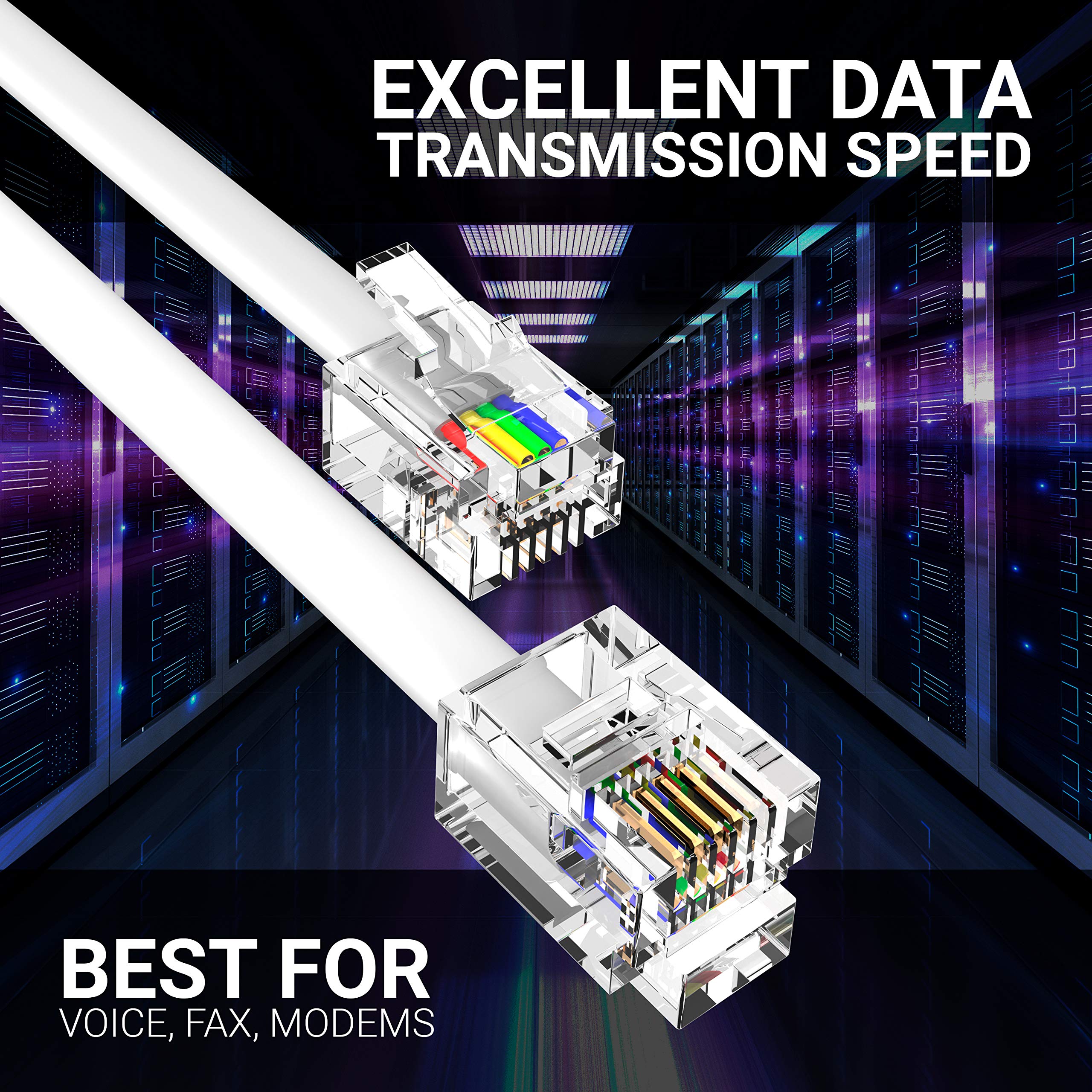 G Plug 10Ft Rj11 Cable Phone Cord For Landline & Telephone Cord For Rj11 To Rj11 Devices   Smooth, Clear Connections & Optimum Q