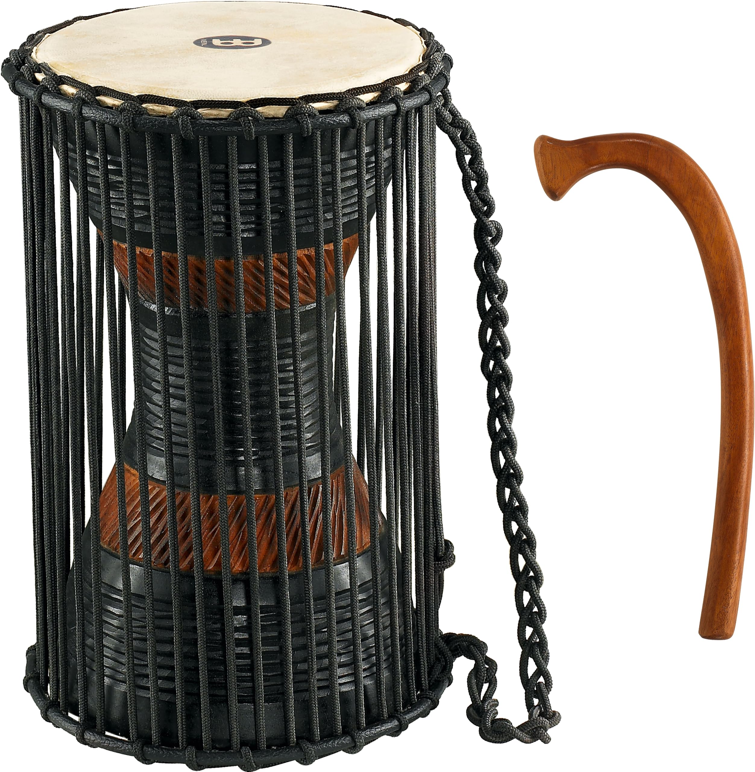 Meinl Percussion African Talking Drum With Mahogany Wood Shell And Wooden Beater Not Made In China Medium Size Goat Skin Heads,