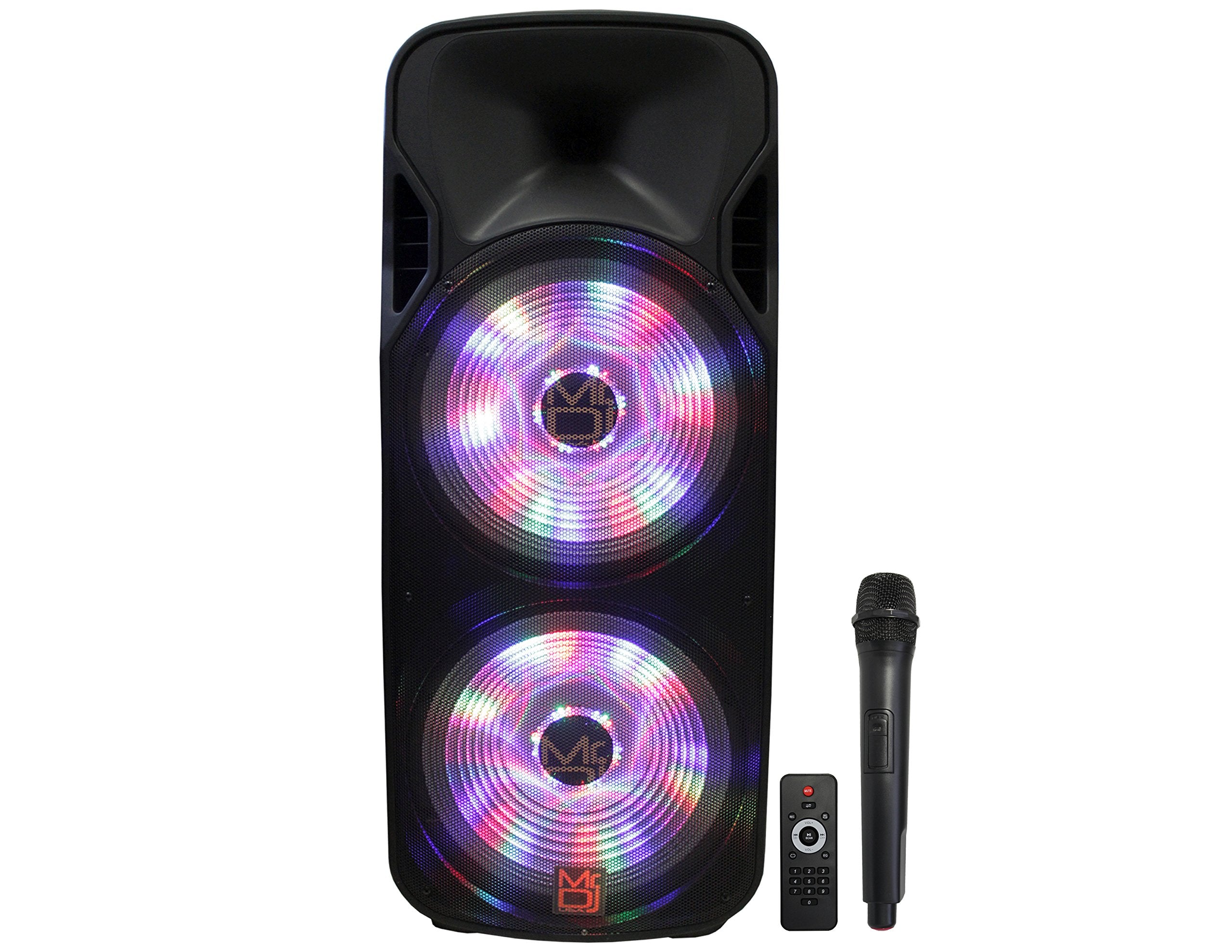 Mr. Dj Dj215Bta/After Party Dual 15' 5000W Max Power Speaker With Built In Bluetooth & Battery, 1' Lcd/Mp3/Usb/Sd Slot