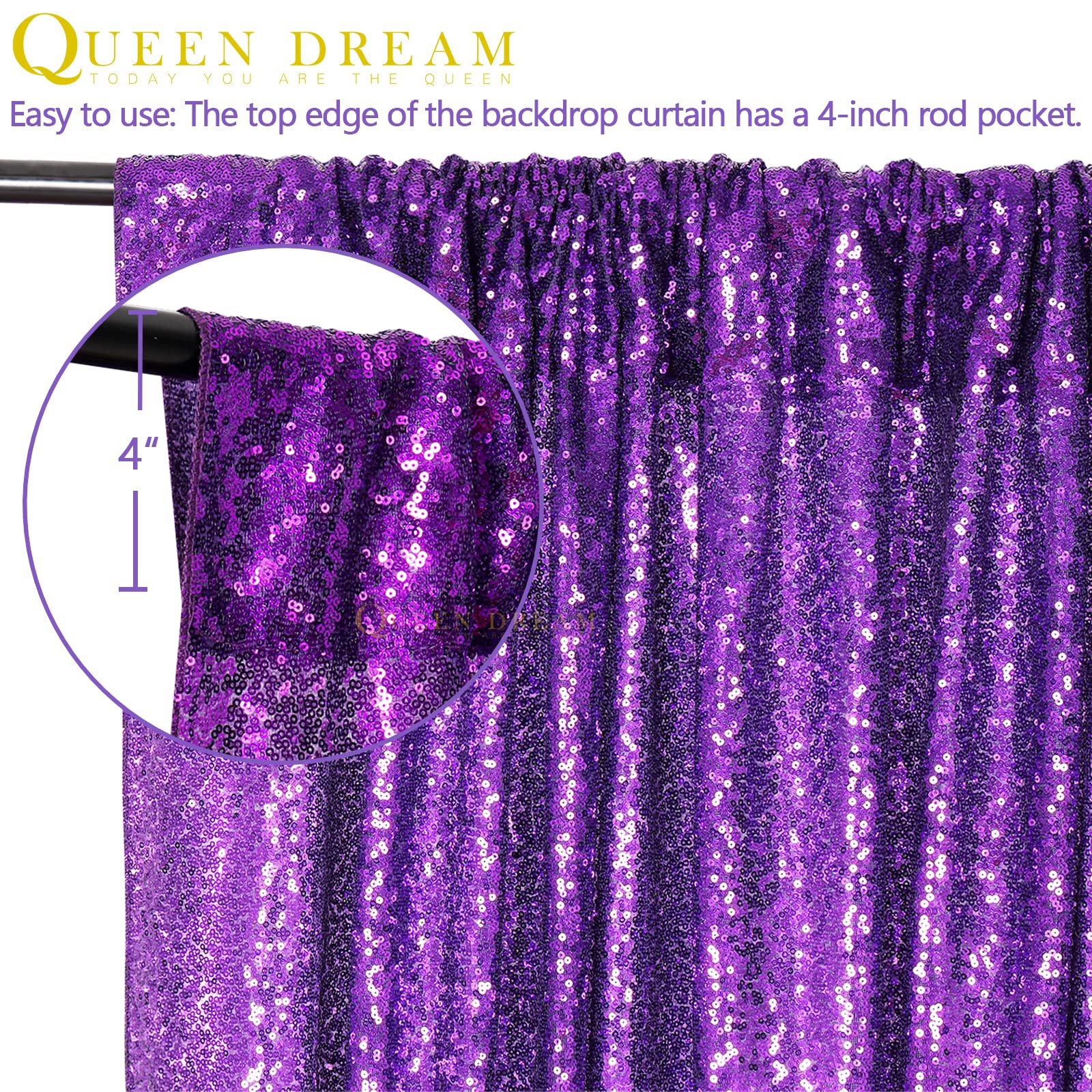 Purple Sequin Backdrop 2 Panels 2Ftx8Ft Glitter Halloween Party Backdrop Curtains Photo Background For Wedding Baby Shower Stage