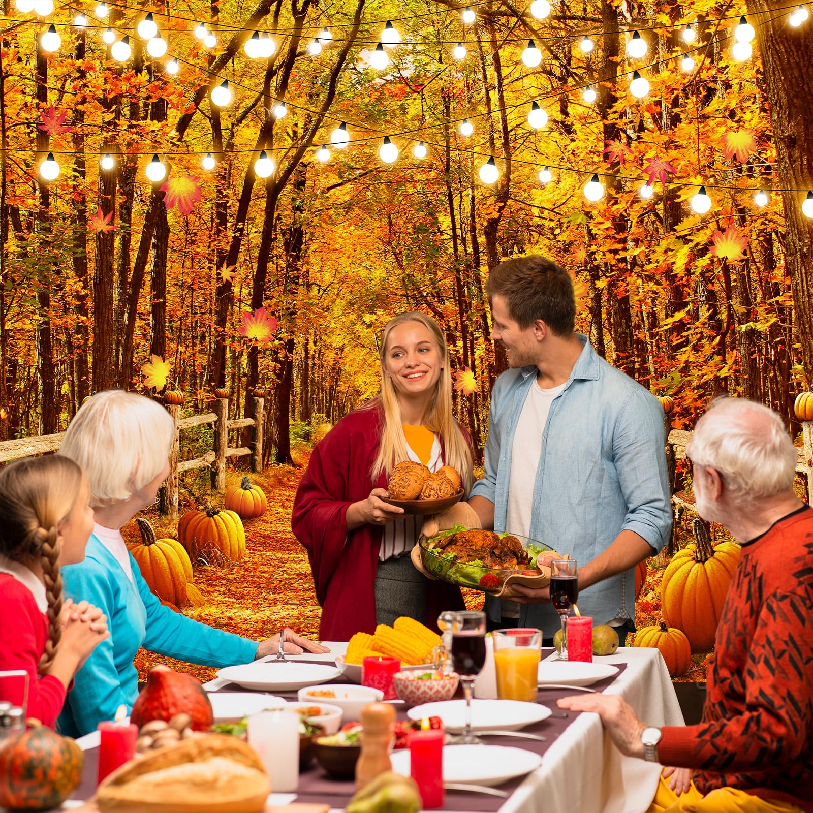 Avezano Fall Backdrops For Photography Autumn Maple Leaves Forest Path Photo Background Thanksgiving Holiday Portrait Photoshoot