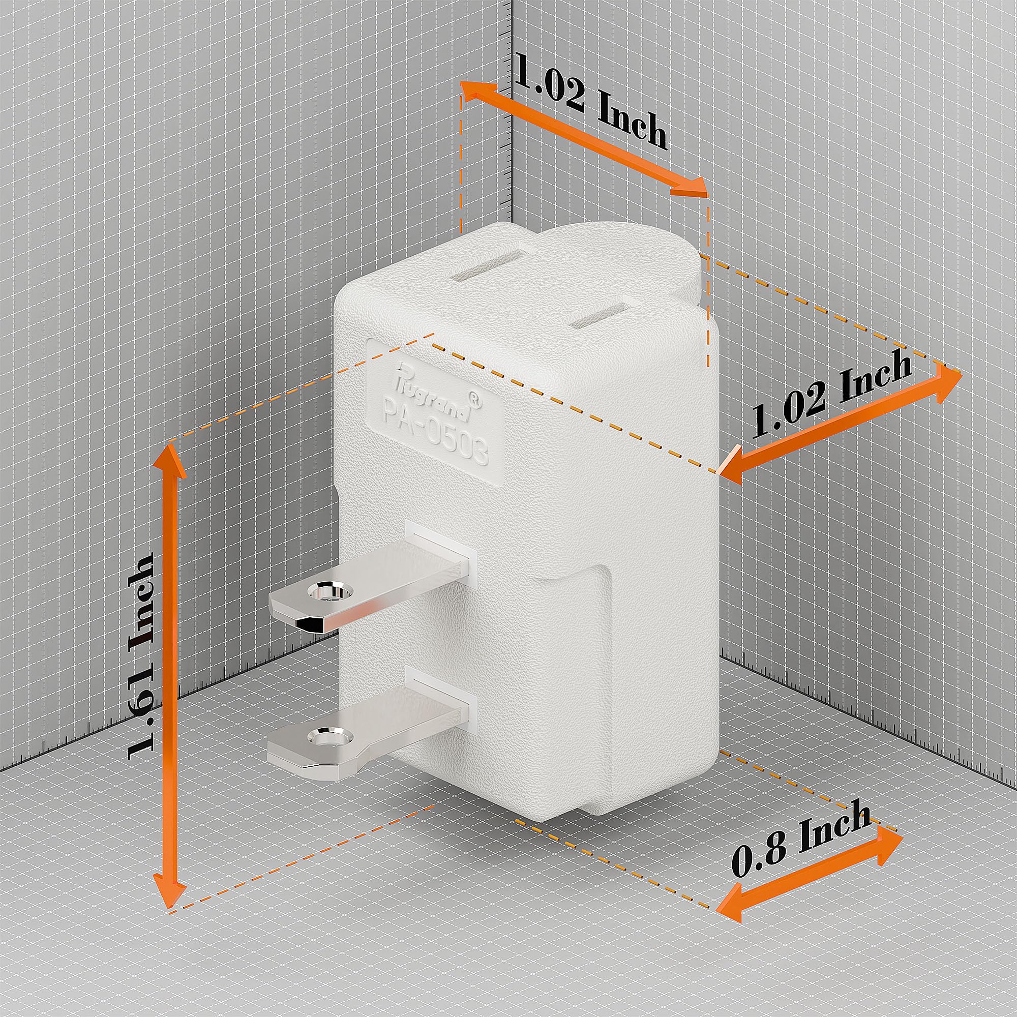 Polarized 2 Prong L Type Adapter, Horizontal Angled Ac Adapter, Nema 1 15P Usa Outlet Saver Extension Adapter, High Heat Resista