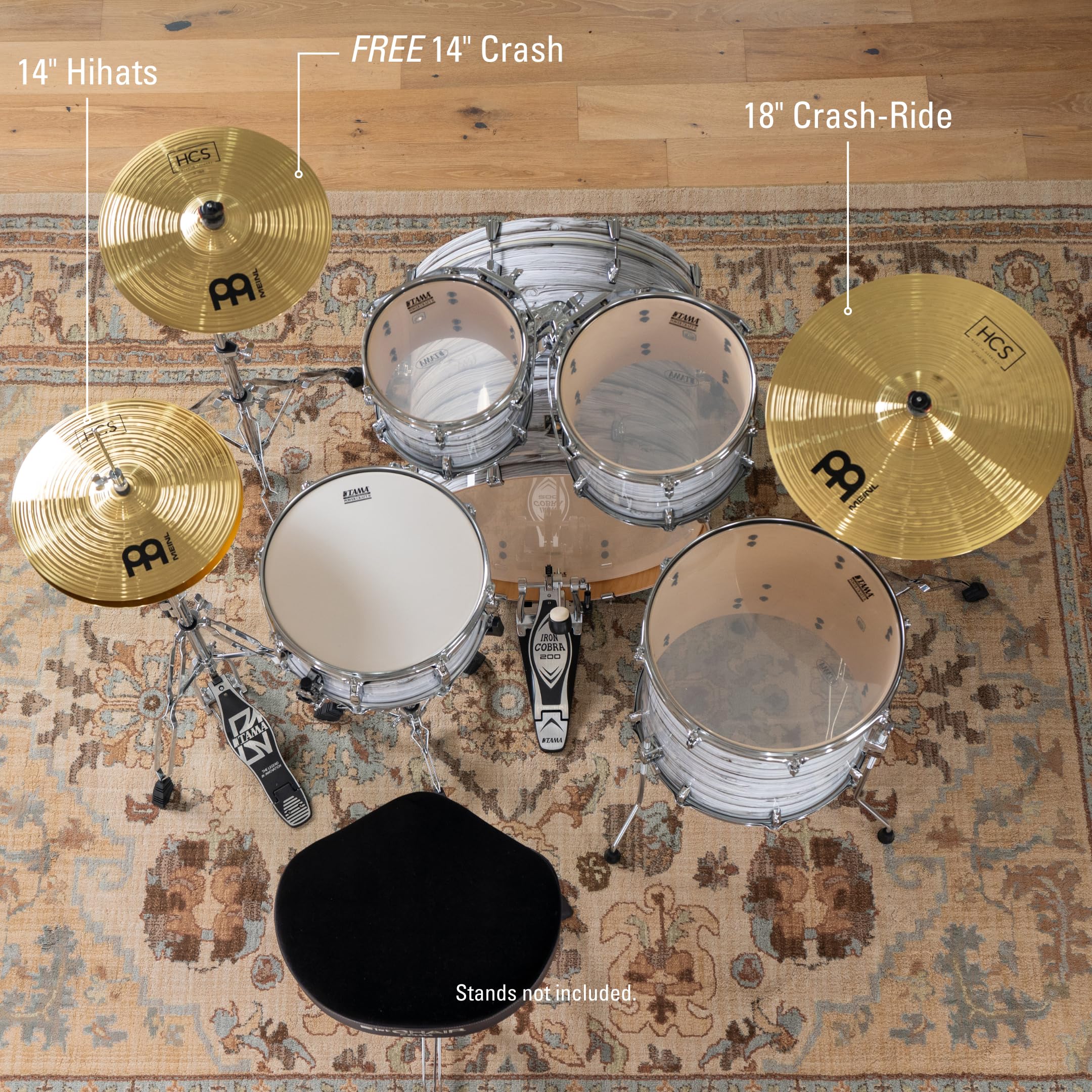 Meinl Cymbal Set Box Pack With 14    Hihats, 18    Crash/Ride, Plus A Free 14    Crash   Hcs Traditional Finish Brass   Made In