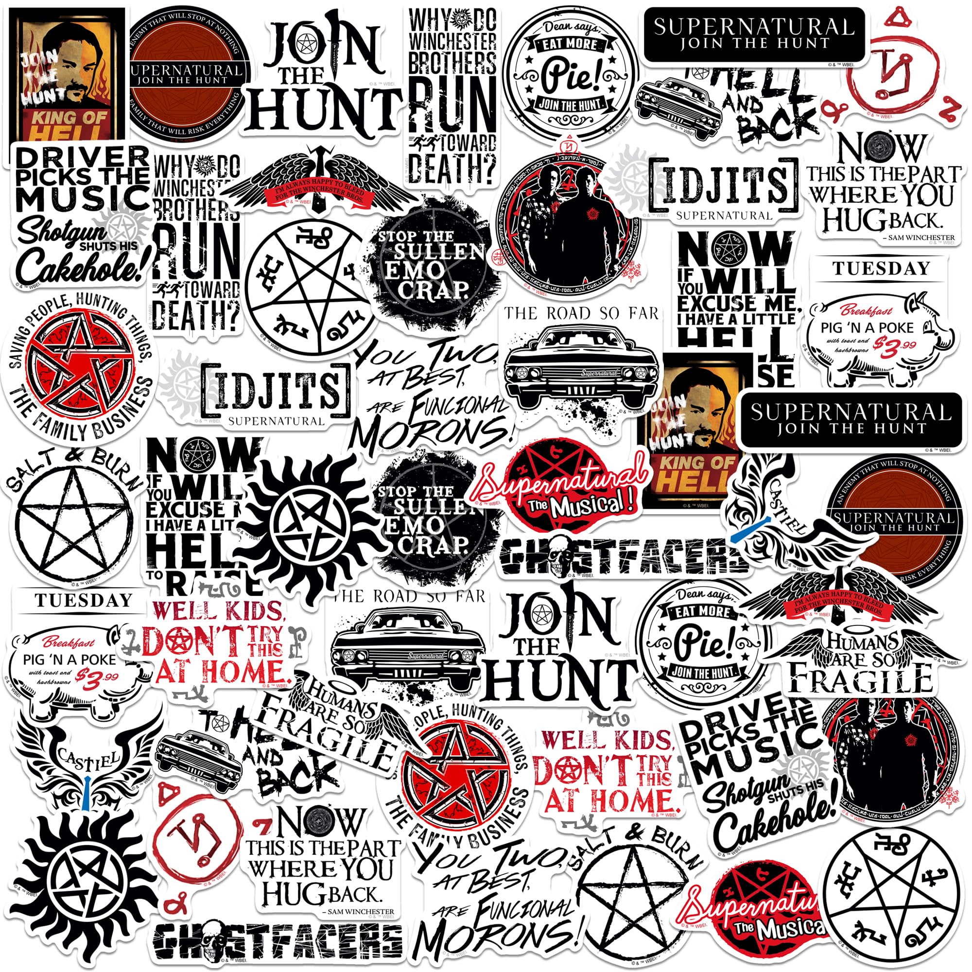 Supernatural Limited Color 50Ct Vinyl Large Deluxe Stickers Variety Pack   Laptop, Water Bottle, Scrapbooking, Tablet, Skateboar