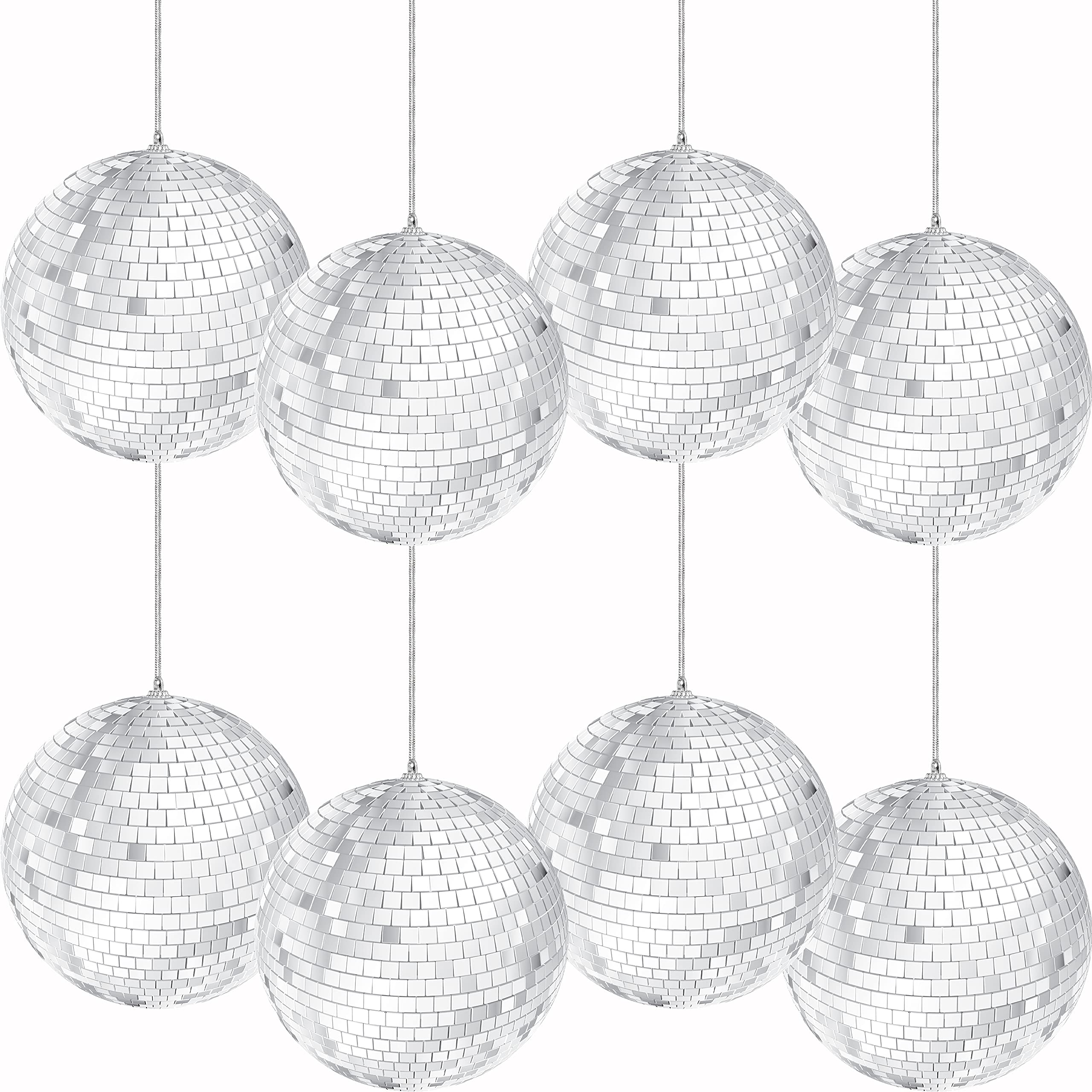 The Dreidel Company Mirror Disco Ball 3'' Inch Silver Hanging Ball With Attached String For Hanging, Reflects Light, Party Favor