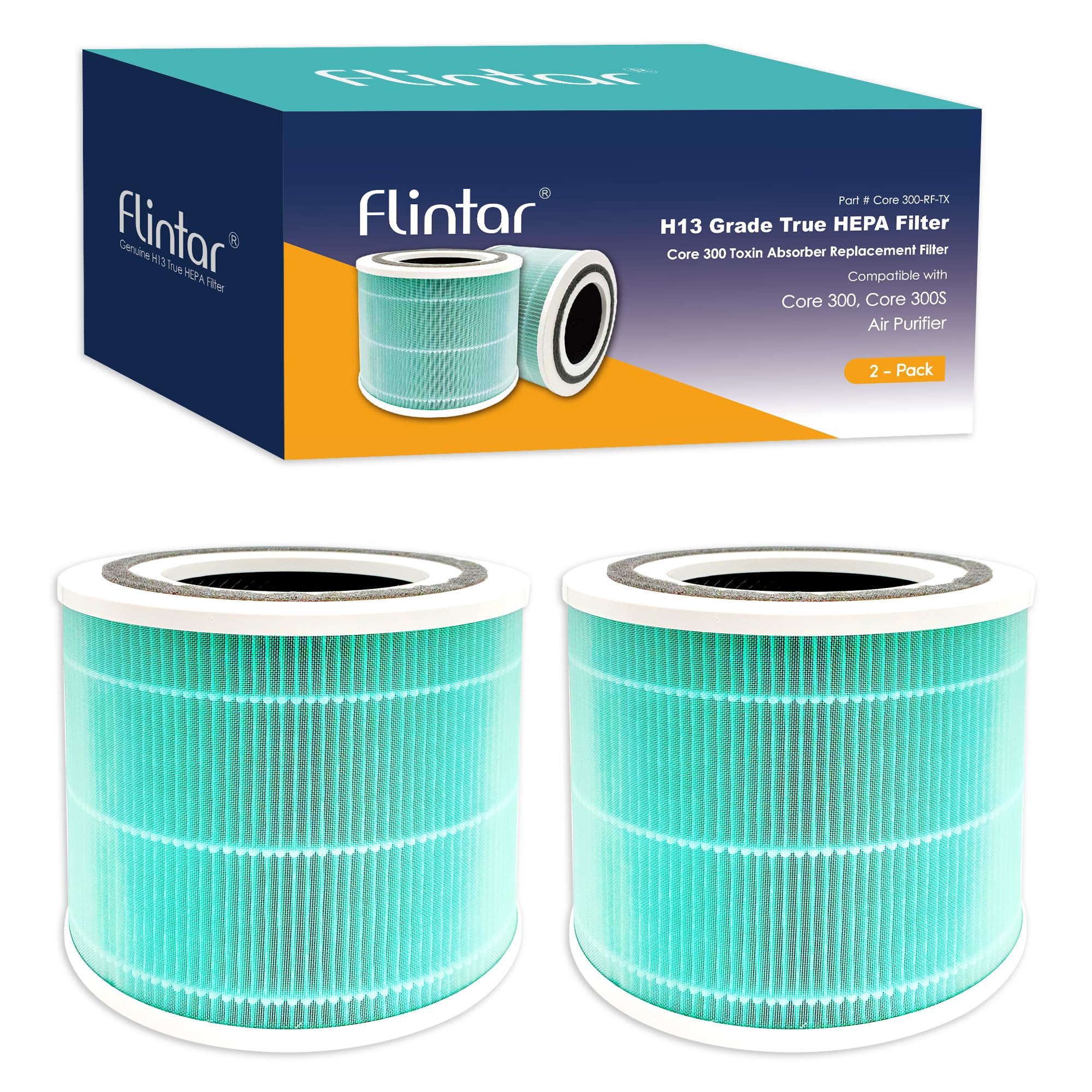 Flintar Core 300 Toxin Absorber Replacement Filters, Made In Taiwan, Compatible With Levoit Core 300, Core 300S Vortexair Air Pu