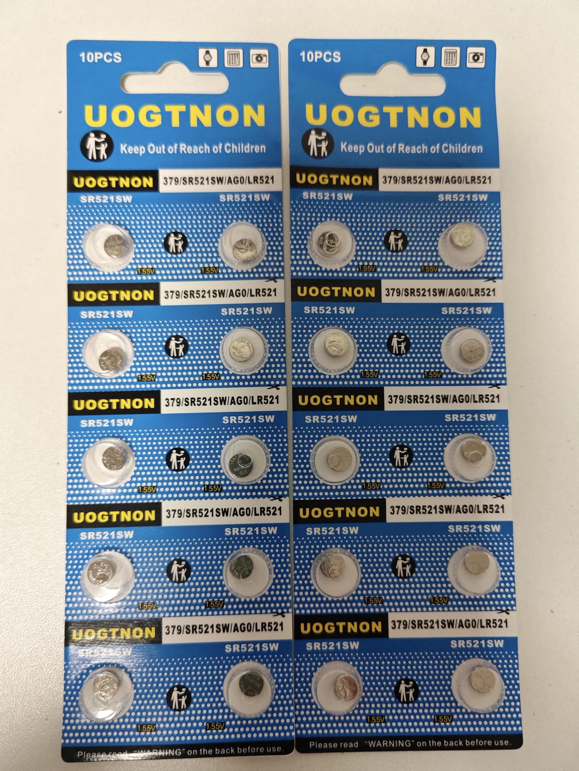 UOGTNON 379 SR521SW V379 Watch Battery 1.5V Button Cell (20-Pack)