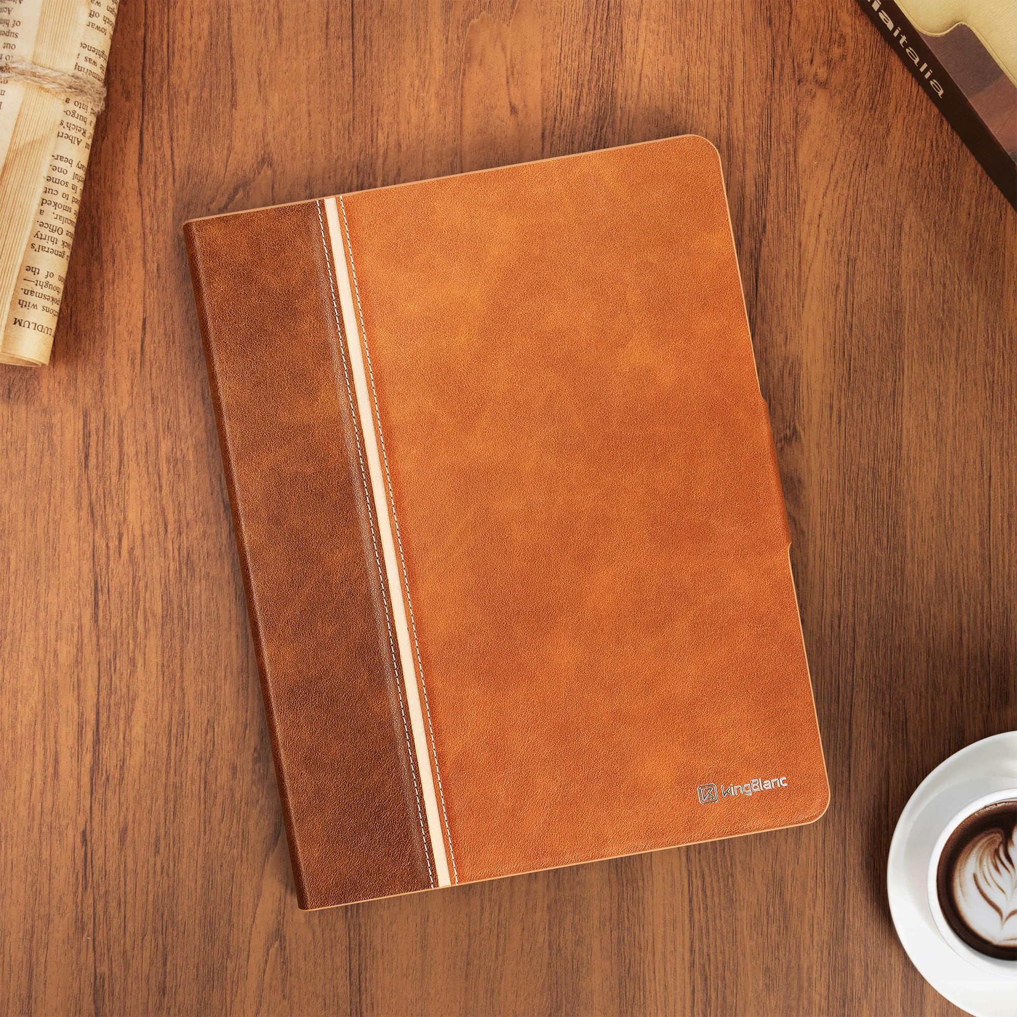 Kingblanc Case For Ipad Pro 11 Inch Case (2024, 5Th Generation, M4) With Pencil Holder, Vegan Leather Smart Stand Cover, Auto Sl