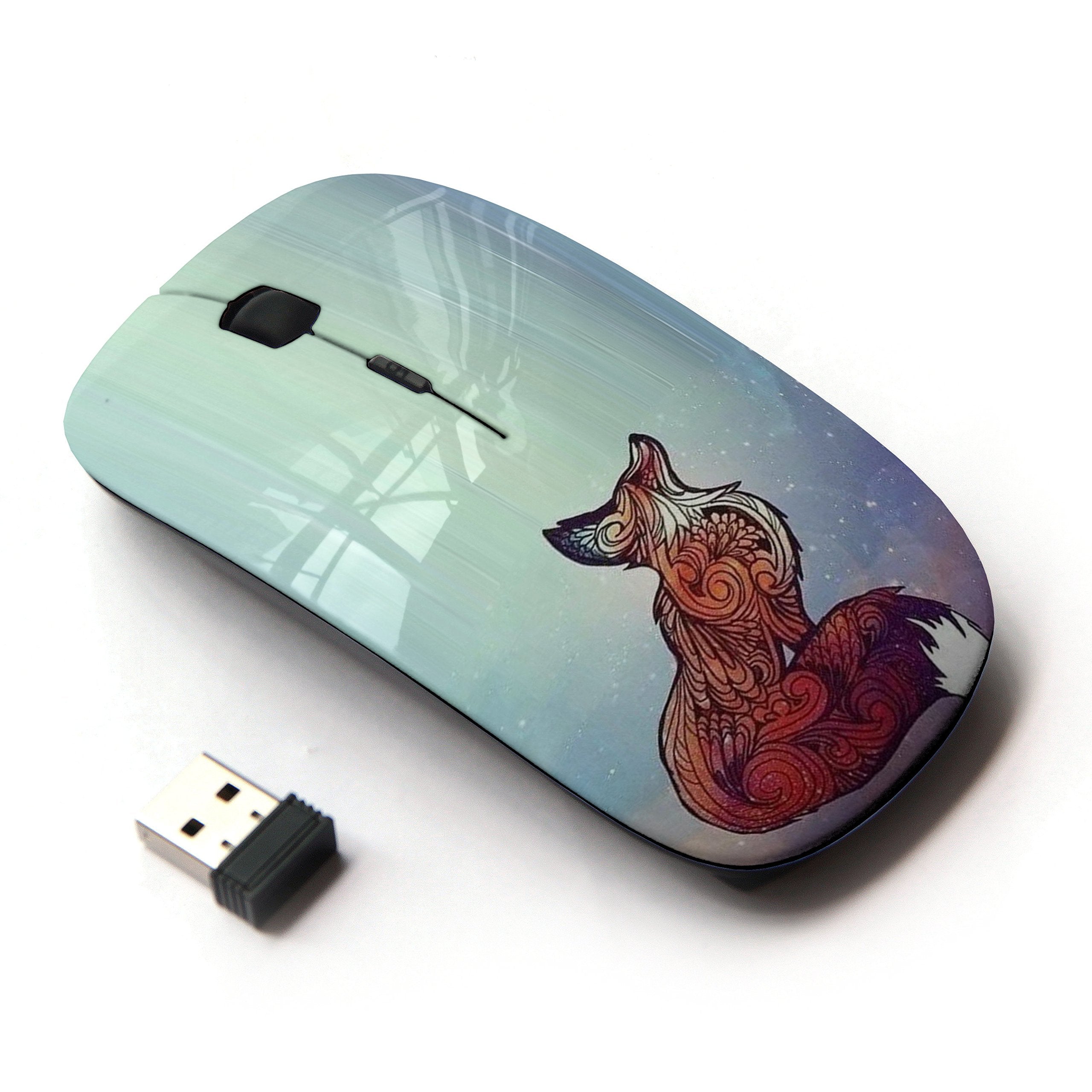 Koolmouse [ Optical 2.4G Wireless Mouse [ Fox Red Cute Animal Bright Art Beautiful ]
