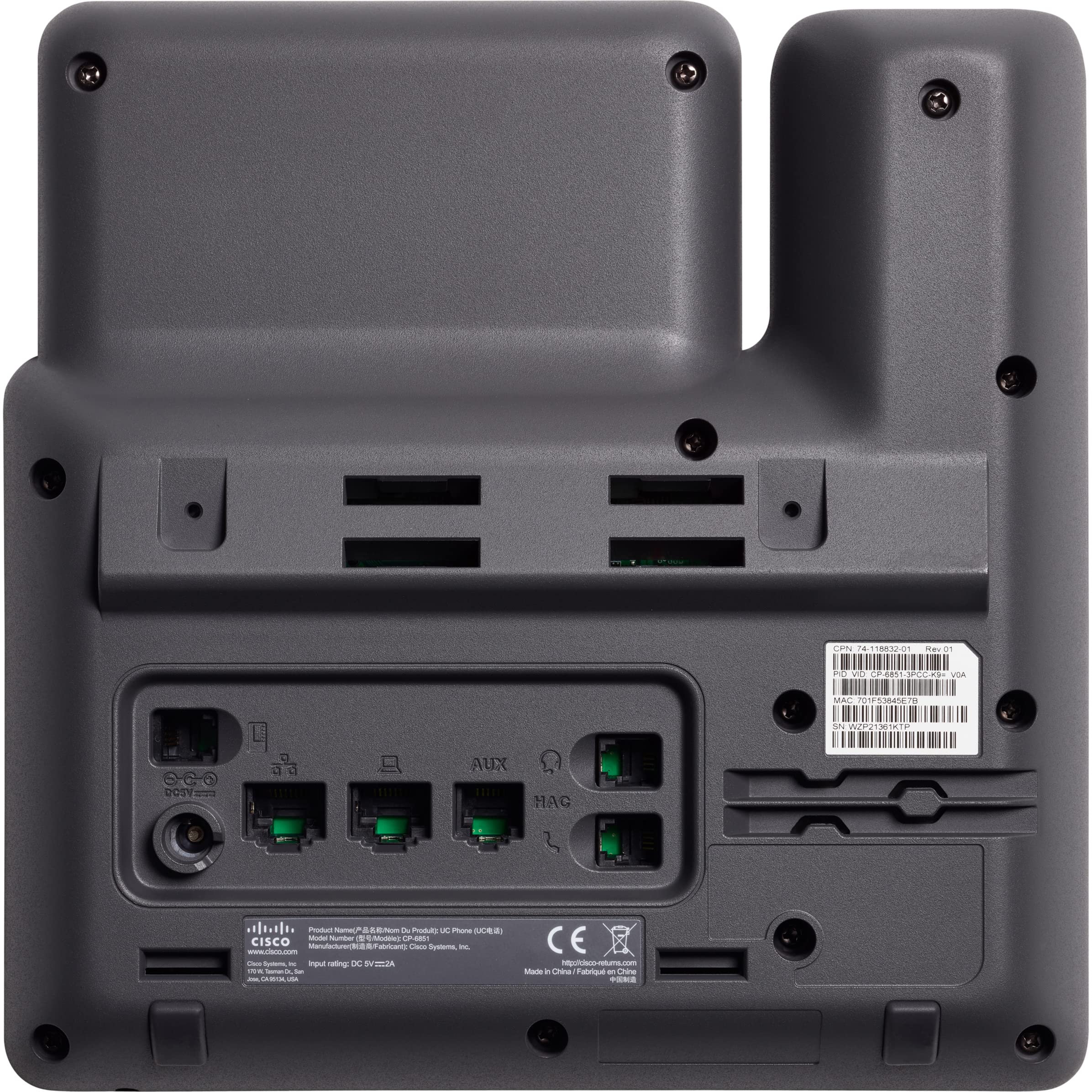 Cisco 6851 Ip Phone   Corded   Charcoal