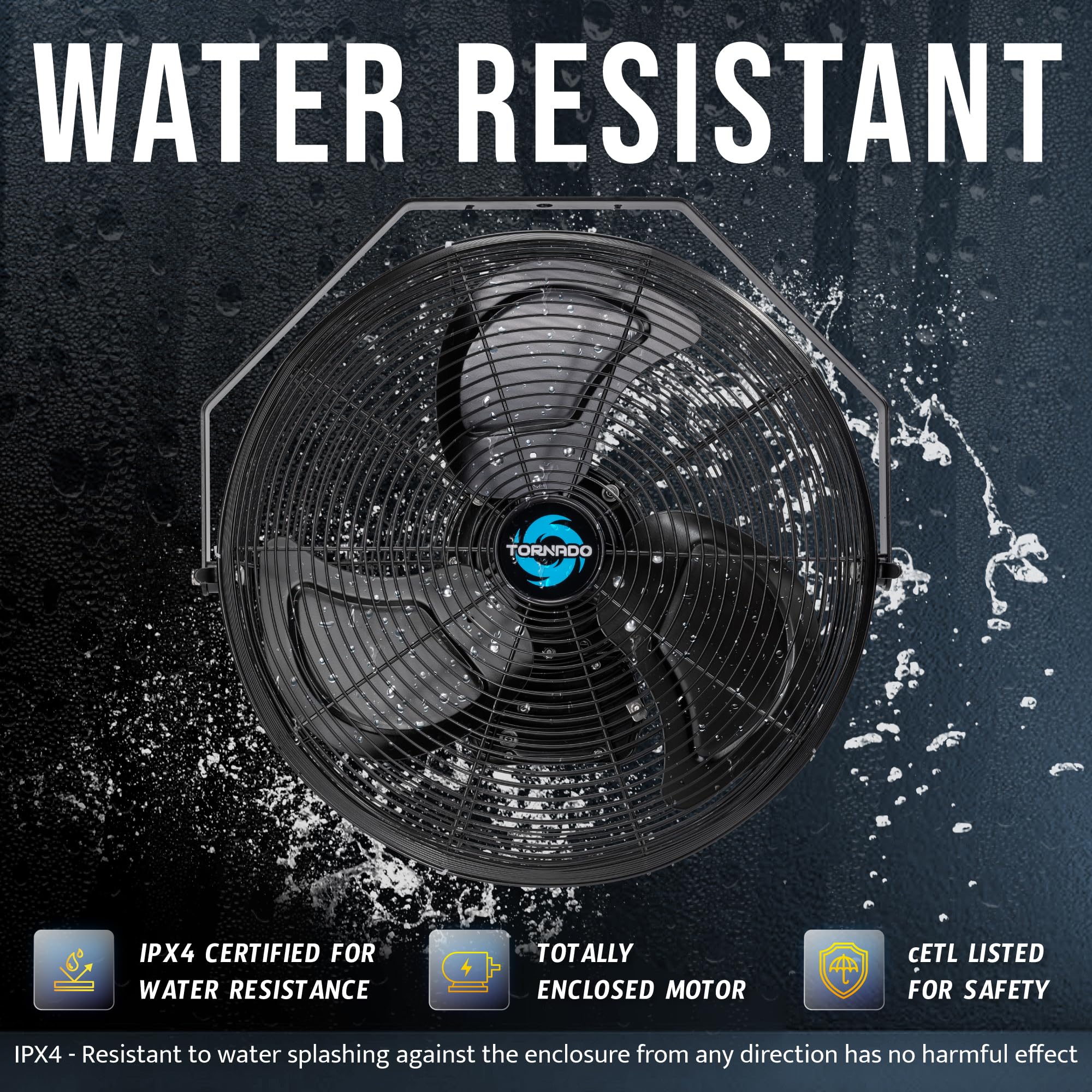 Tornado 2 Pack 18 Inch Outdoor Rated Ipx4 Water-Resistant High Velocity Industrial Wall Mount Fan For Commercial, Industrial, Gr