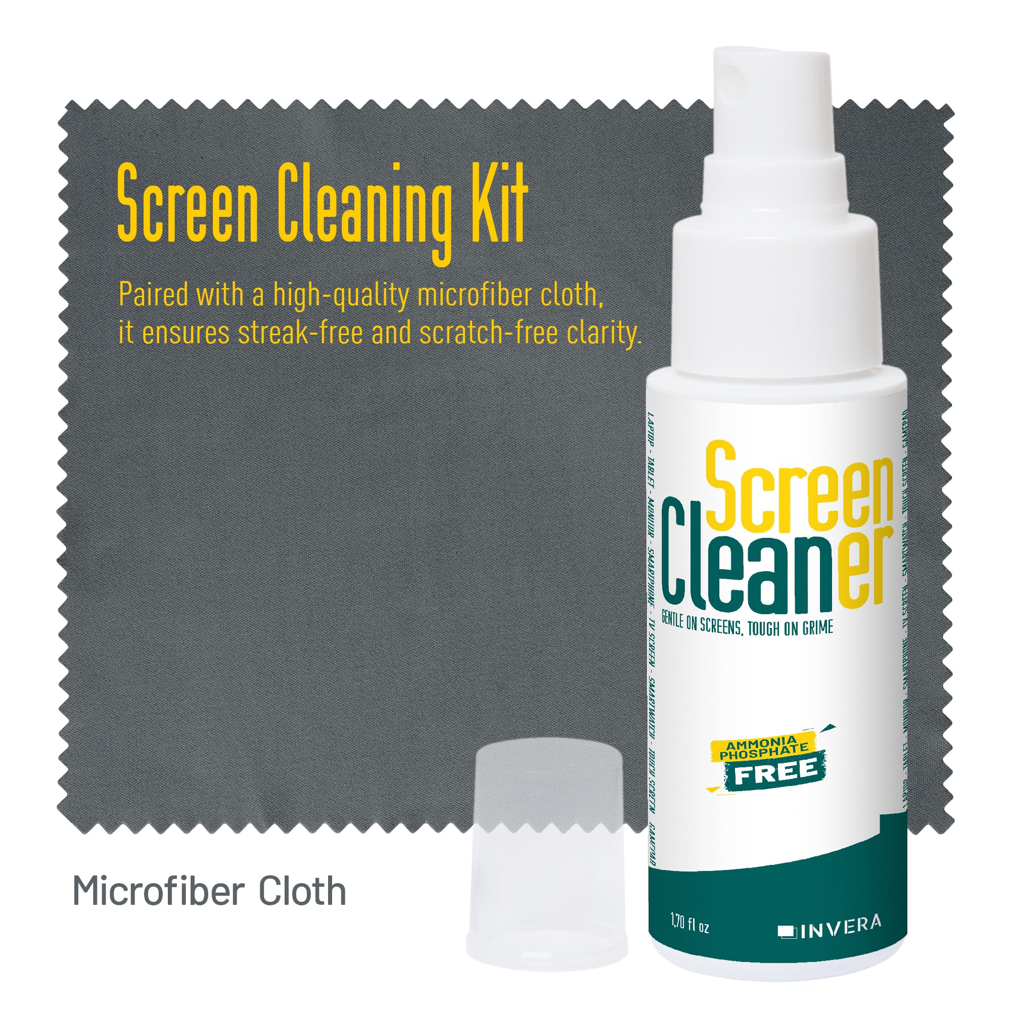 Screen Cleaner Spray With Microfiber Cloth, Laptop Cleaner, Tv Screen Cleaner, Electronic & Lens Cleaner Spray   Versatile For P