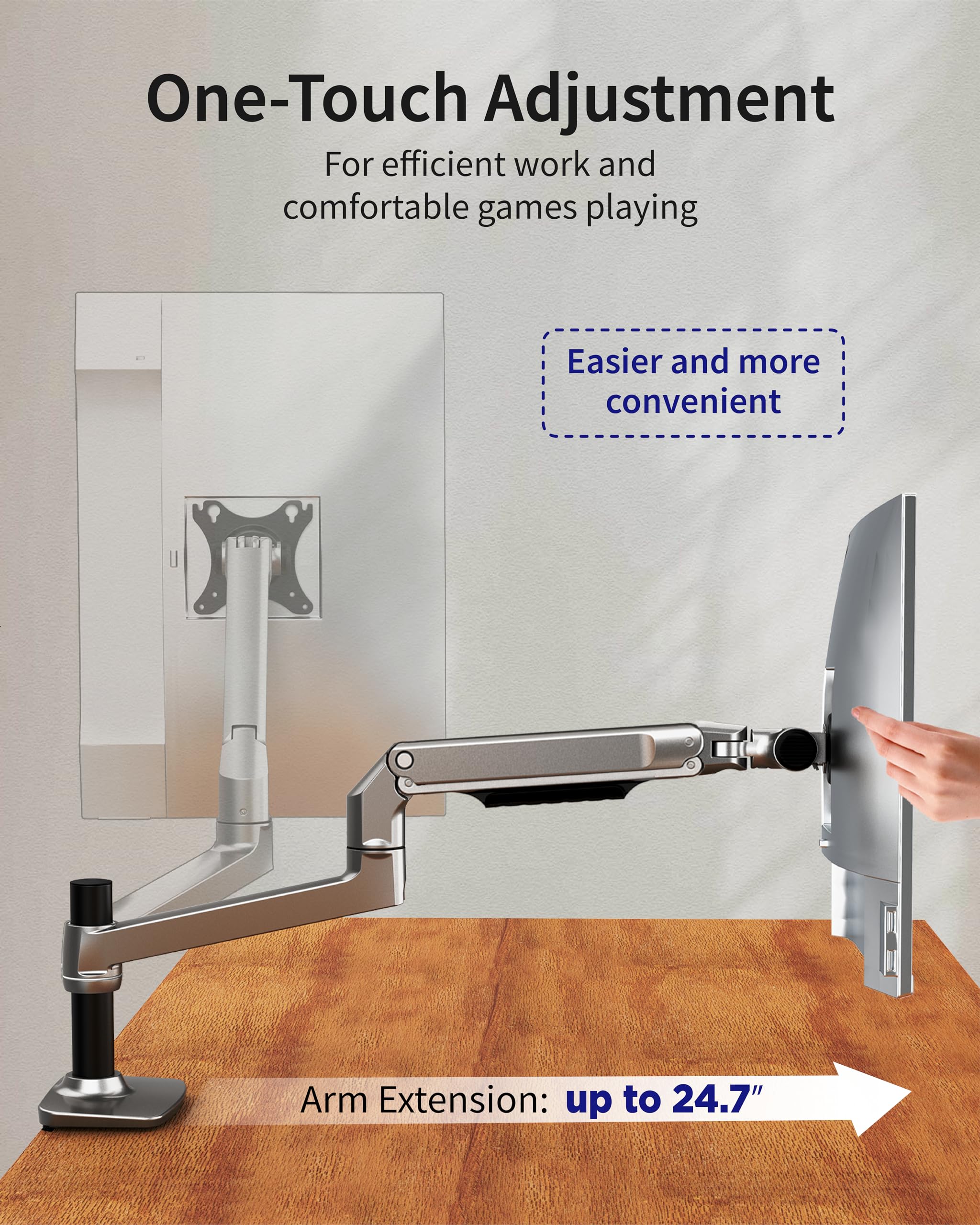 Ergounion Single Monitor Mount   Single Monitor Arm Desk Mount, Fully Adjustable Computer Monitor Mount For Screens Up To 40 Inc