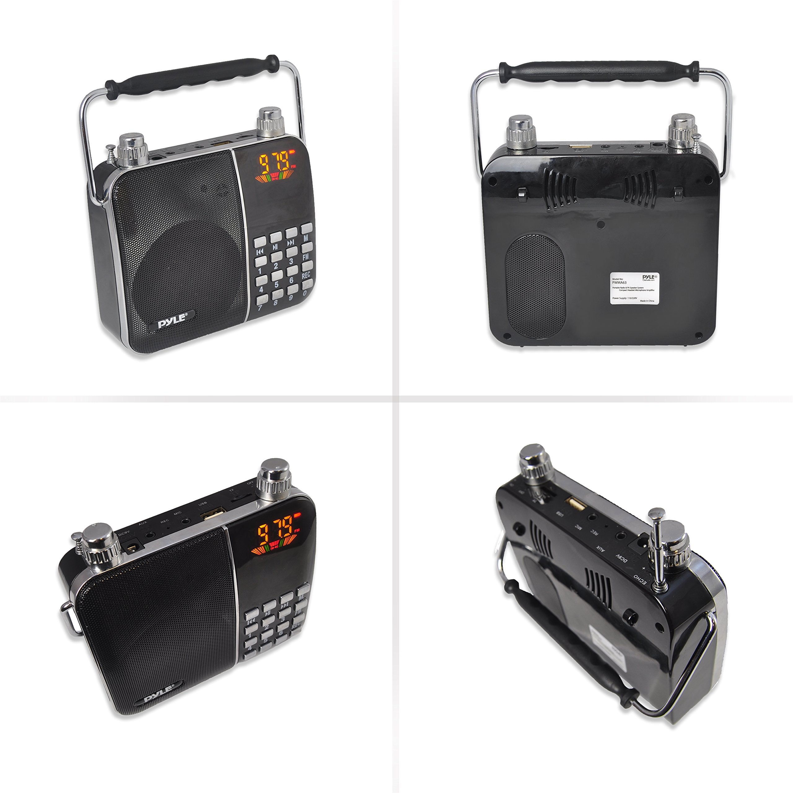 Pyle Portable Lightweight Headset Microphone Voice Amplifier, Fm Radio With Digital Lcd Display, Ideal For Teachers, Presentatio