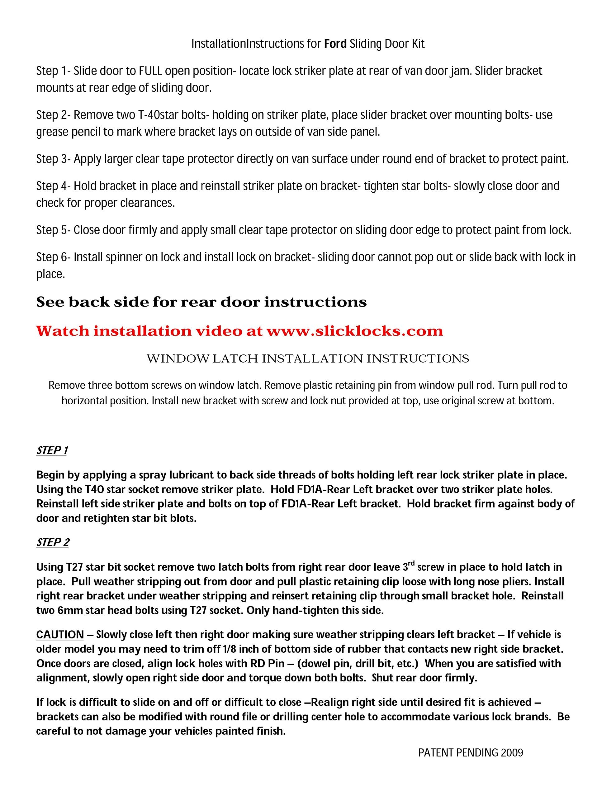 Slick Locks Ford Sliding Door Kit Complete With Spinners, Weather Covers & Locks,Silver