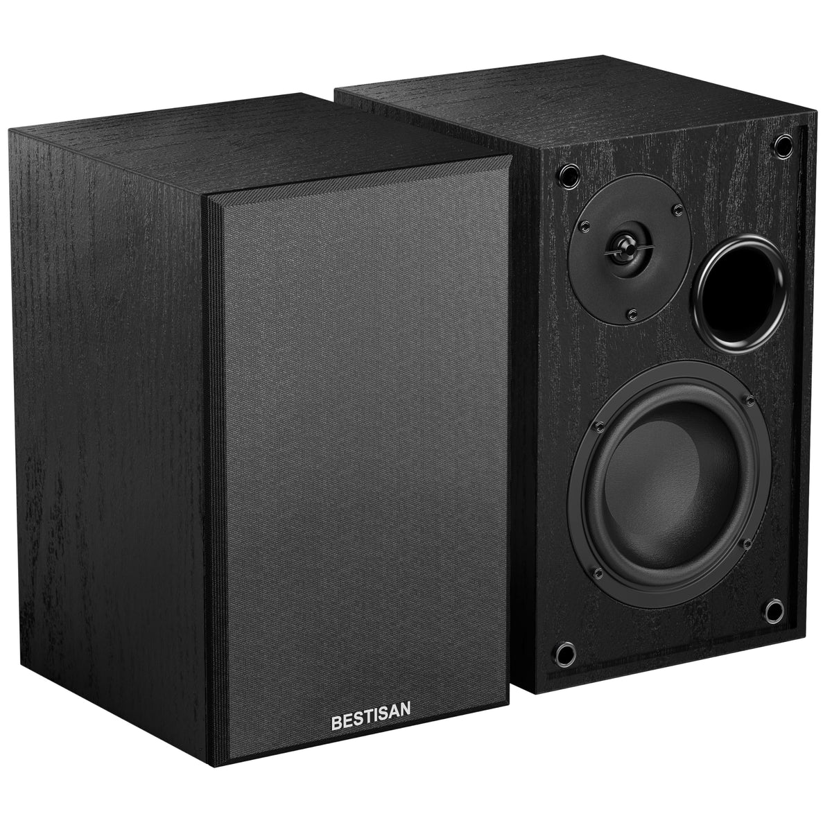 Bookshelf Speakers, Bestisan Powered Bookshelf Speakers, Bluetooth 5.0 Bookshelf Speakers With Bass Adjustable, 4 Inch Speakers 