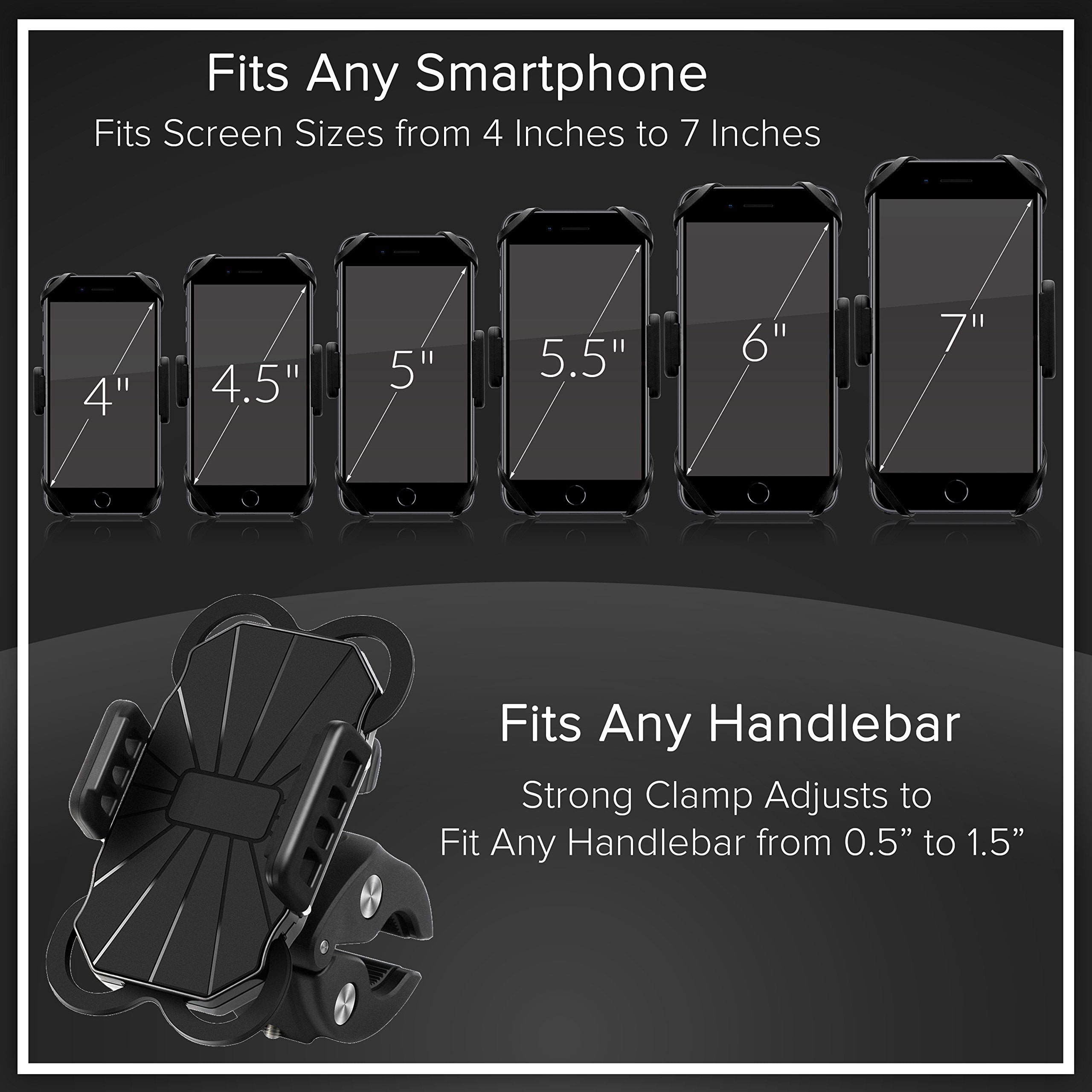 E Tronic Edge Bike Phone Mount - Rotating Cell Phone Holder For Bicycle Handlebar Compatible With Iphone 12 11 X 8 8S 7 7S 6 6S
