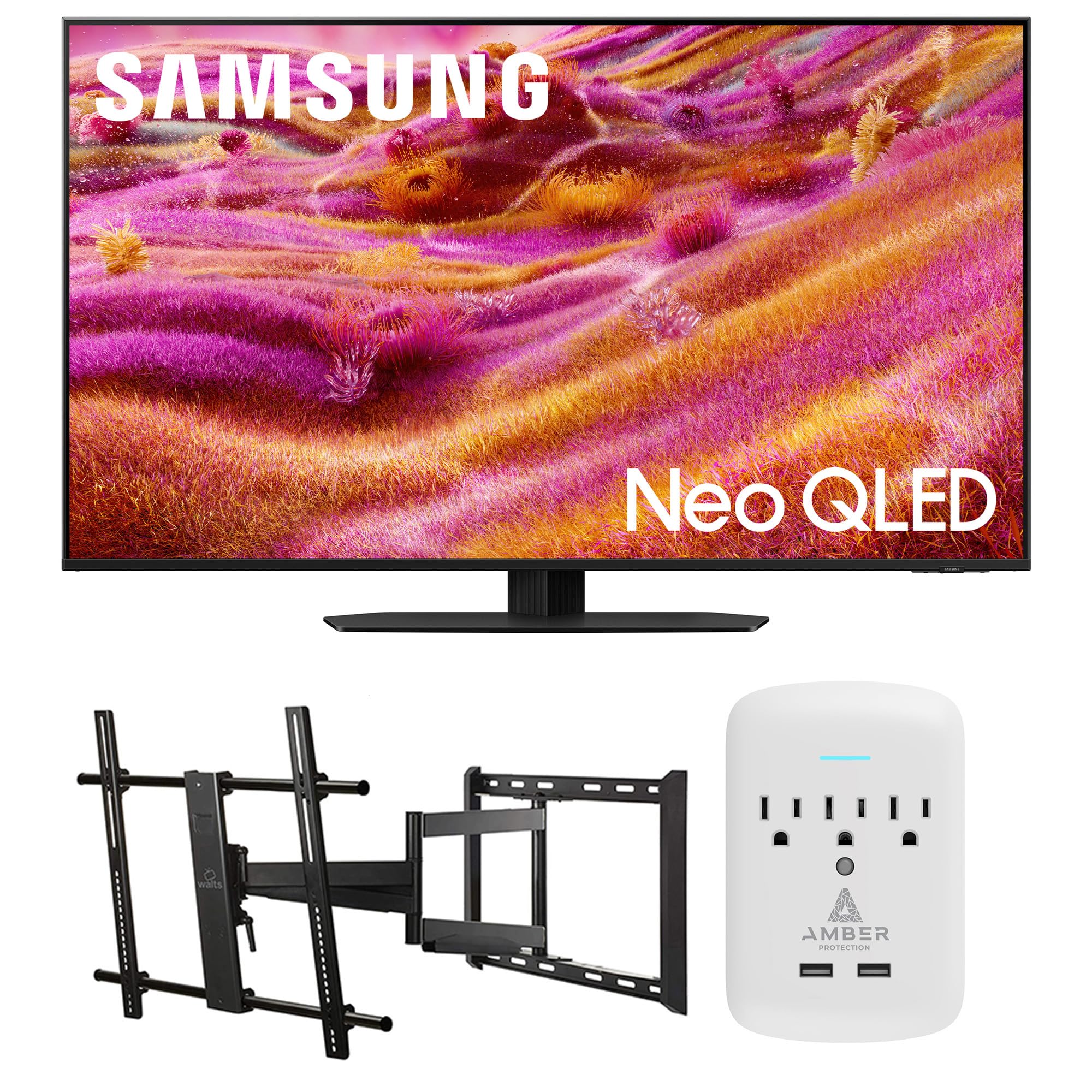 Samsung QN43QN90FAFXZA 43 Inch Neo QLED 4K QN90F Vision AI Smart TV with a Walts Large/Extra Large Full Motion Mount and Amber P