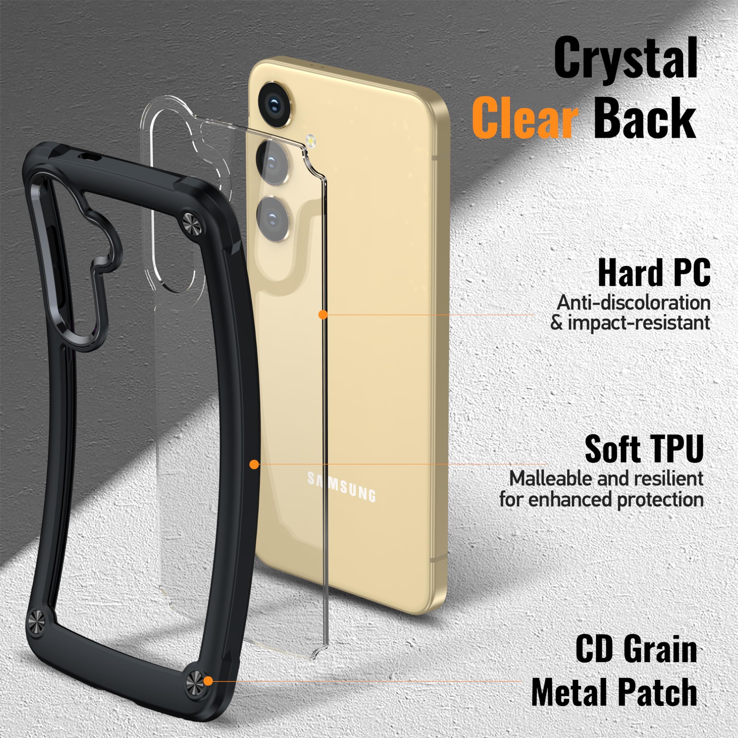 Oterkin For Samsung Galaxy S24 Case Clear, [20X Anti Yellowing Technology] Galaxy S24 Case With [Built In 4 Airbags][10Ft Milita