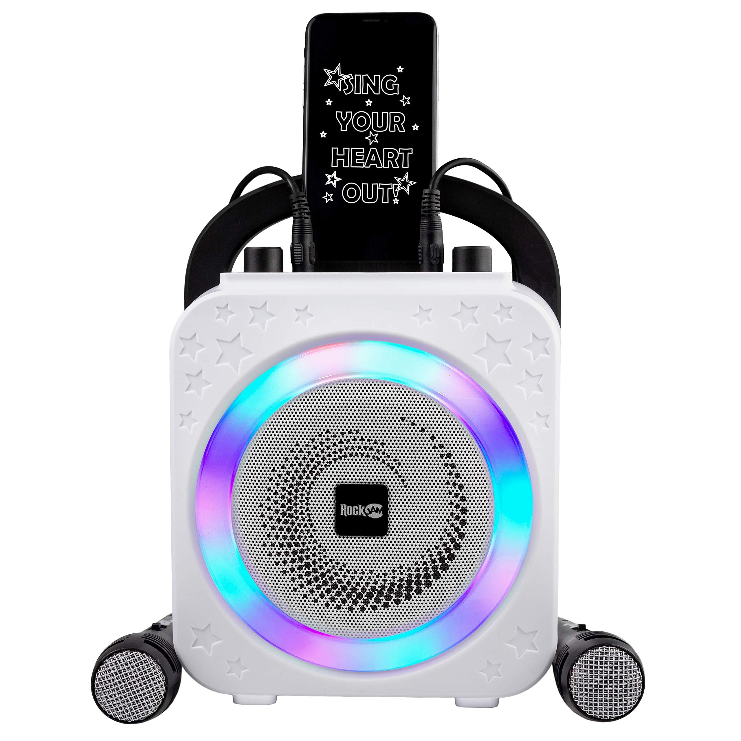 Rockjam 10 Watt Rechargeable Bluetooth Karaoke Machine With Two Mics, Black