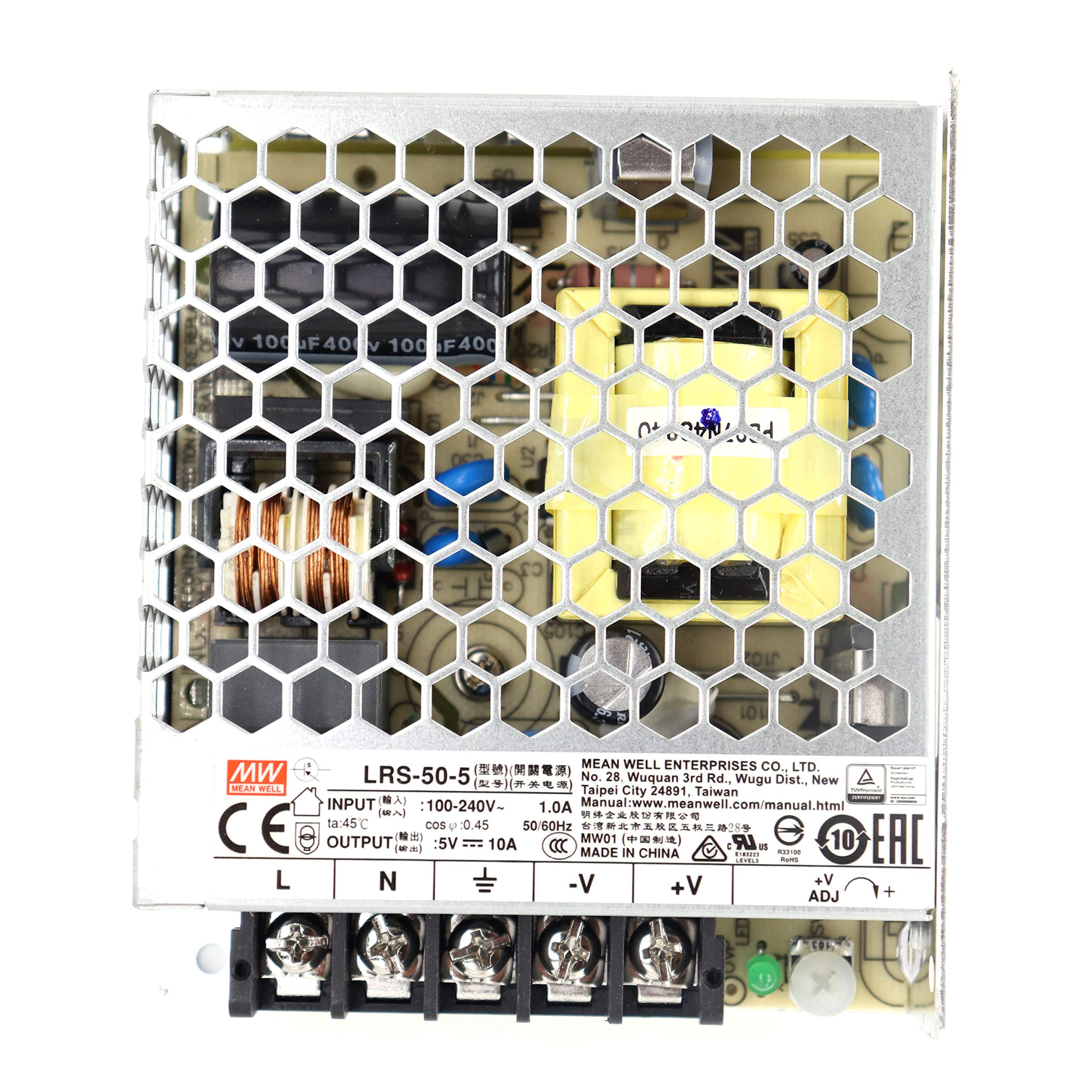 Mean Well Lrs 50 5 Switching Power Supply, Single Output, 5V, 10A, 50W, 3.9' L X 3.23' W X 1.18' H