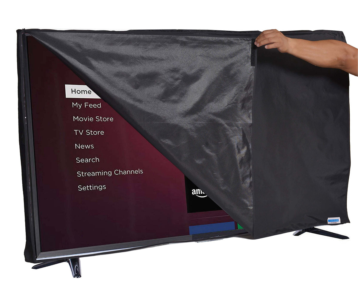 Front Clear TV cover for 65'' Flat Screen TV - Front Clear Transparent Waterproof OUTDOOR TV Black Cover, Heavy Duty Material, Maximize TV Life. Ideal for TV with Wall Mount - 60''W x 4''D x 35.5''H